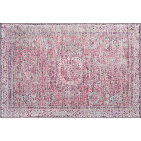 Budapest Machine Washable Traditional Pink Rug 1'8" x 2'6"
