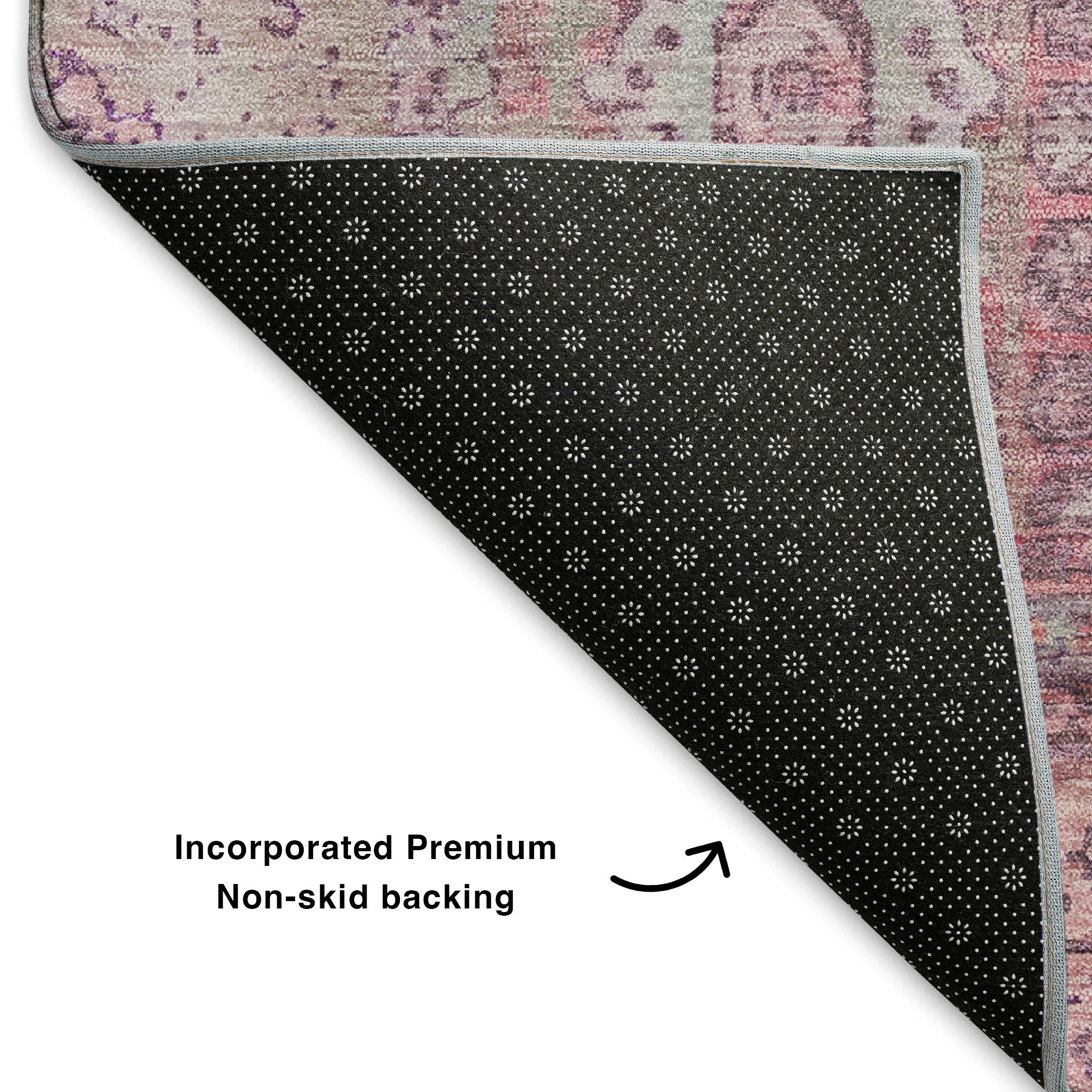 Budapest Machine Washable Traditional Pink Rug 1'8" x 2'6" #shape_Rectangle