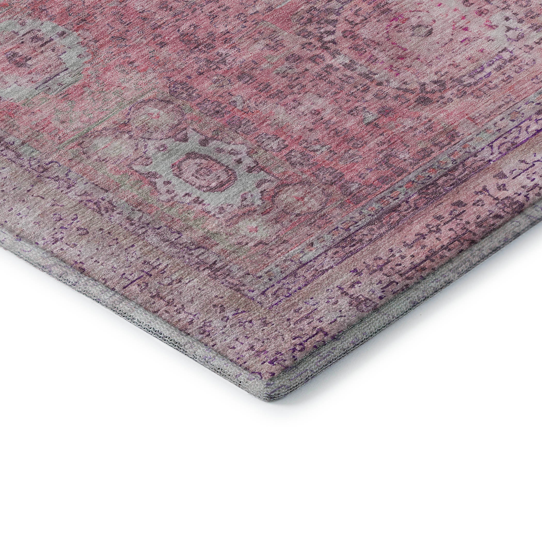 Budapest Machine Washable Traditional Pink Rug 1'8" x 2'6" #shape_Rectangle