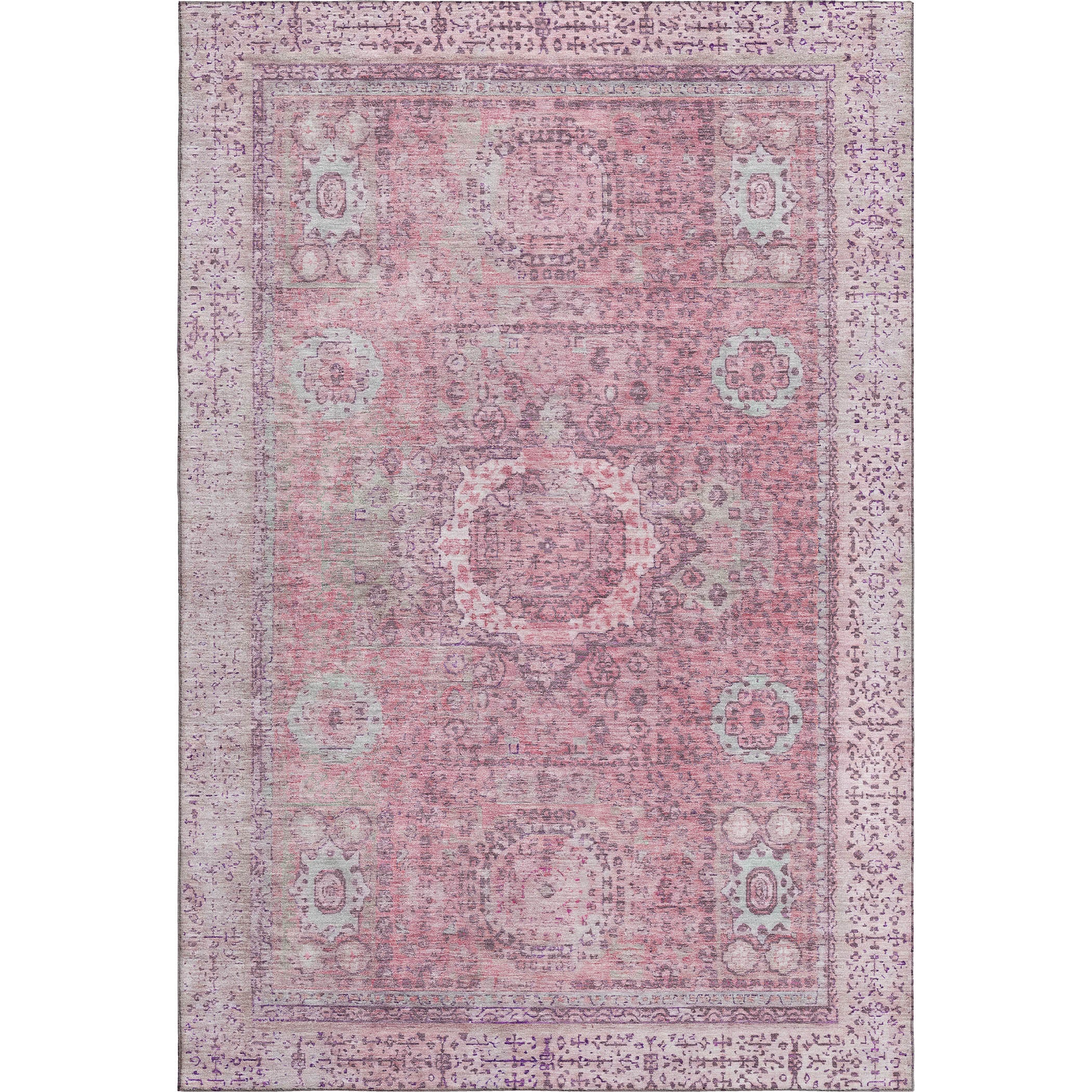 Budapest Machine Washable Traditional Pink Rug 2'6" x 3'10" #shape_Rectangle
