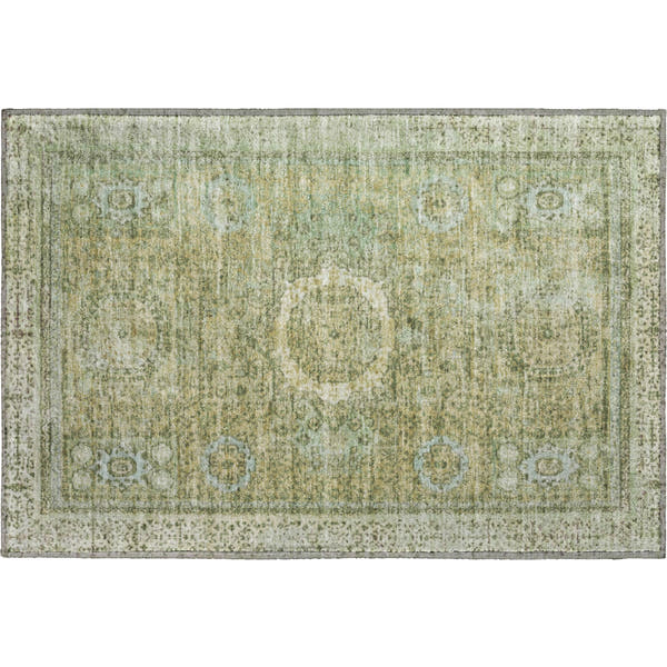 Budapest Machine Washable Traditional Sage Green Rug 1'8" x 2'6"