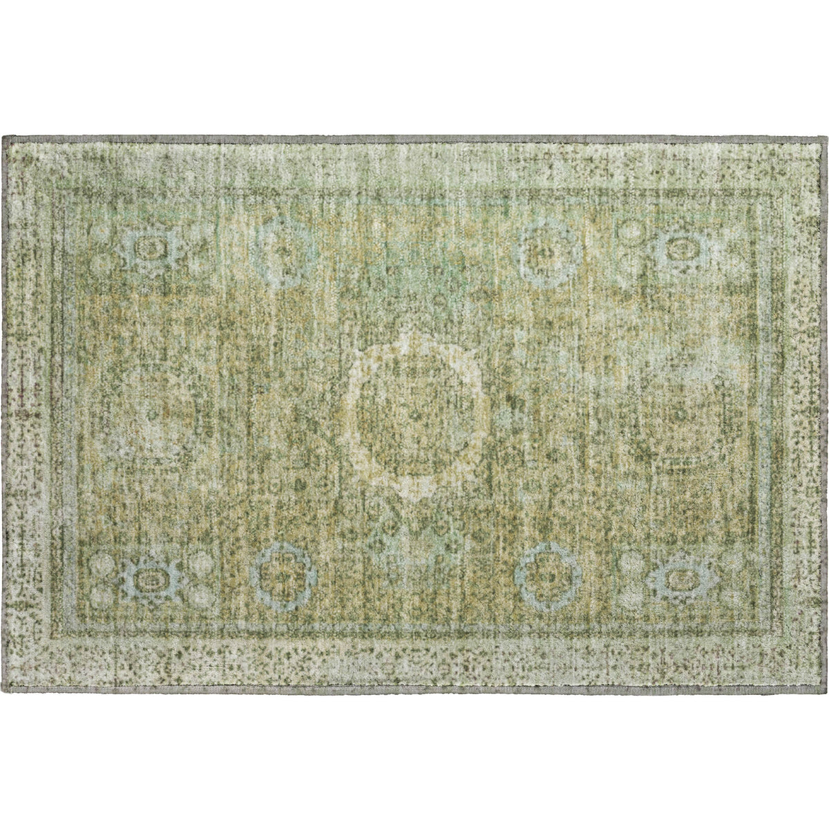 Budapest Machine Washable Traditional Sage Green Rug