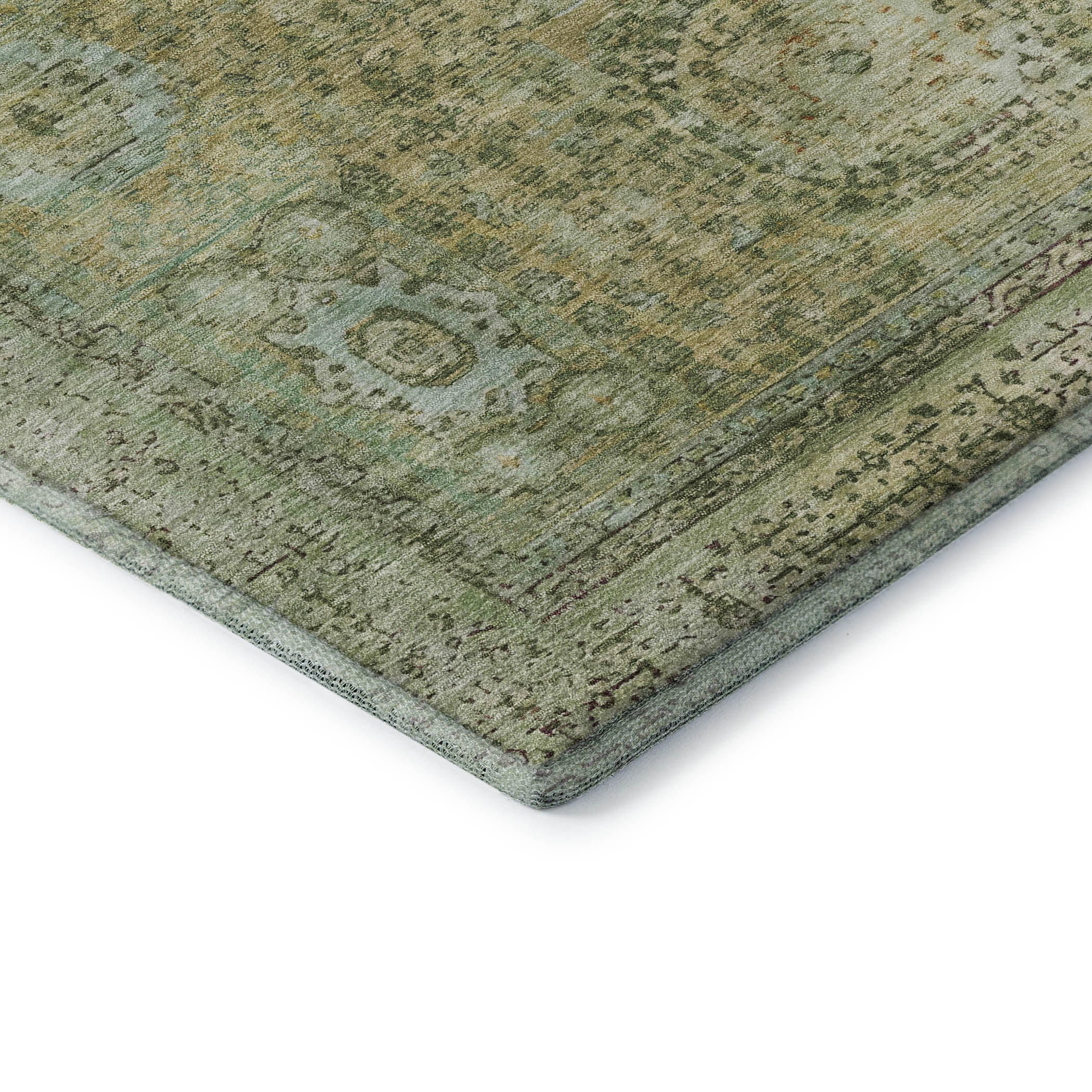 Budapest Machine Washable Traditional Sage Green Rug 1'8" x 2'6" #shape_Rectangle