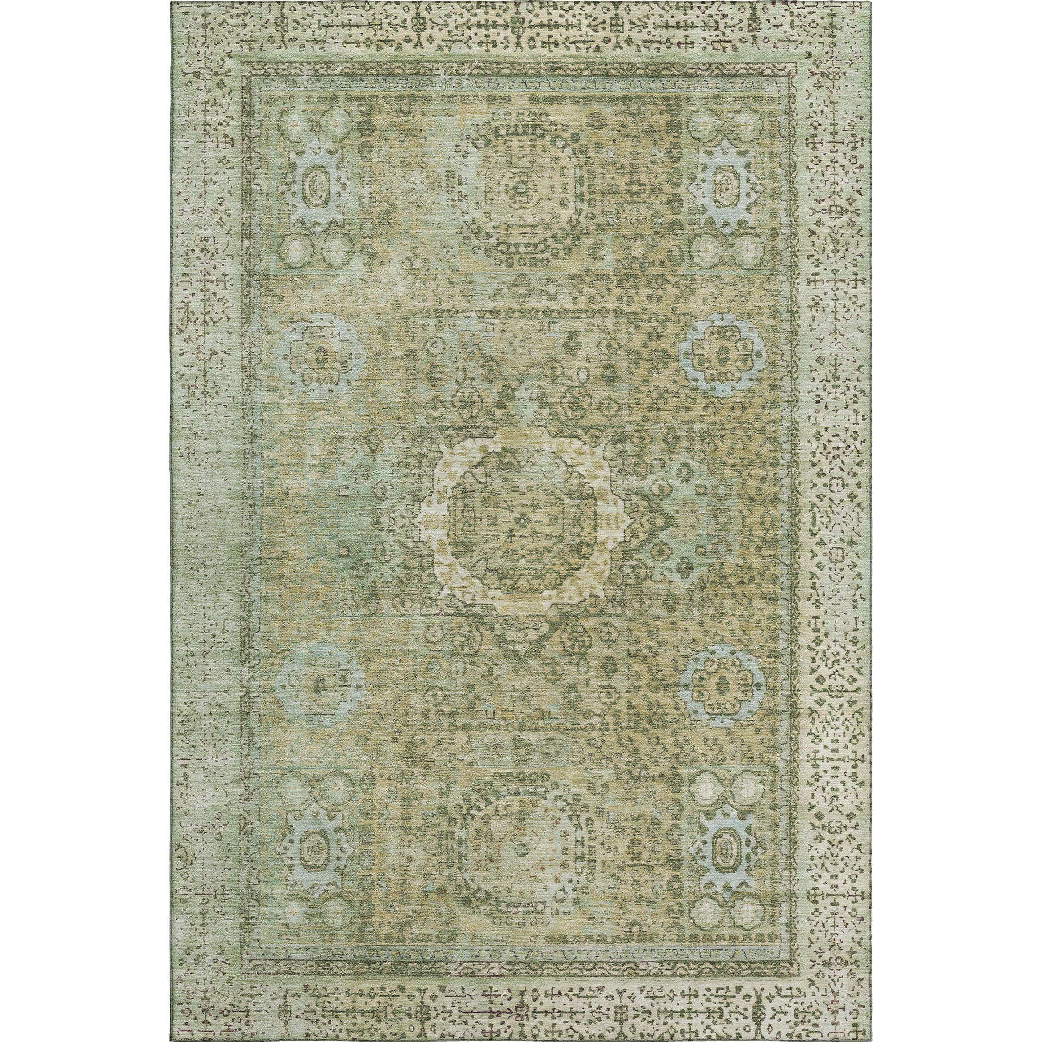 Budapest Machine Washable Traditional Sage Green Rug 2'6" x 3'10" #shape_Rectangle