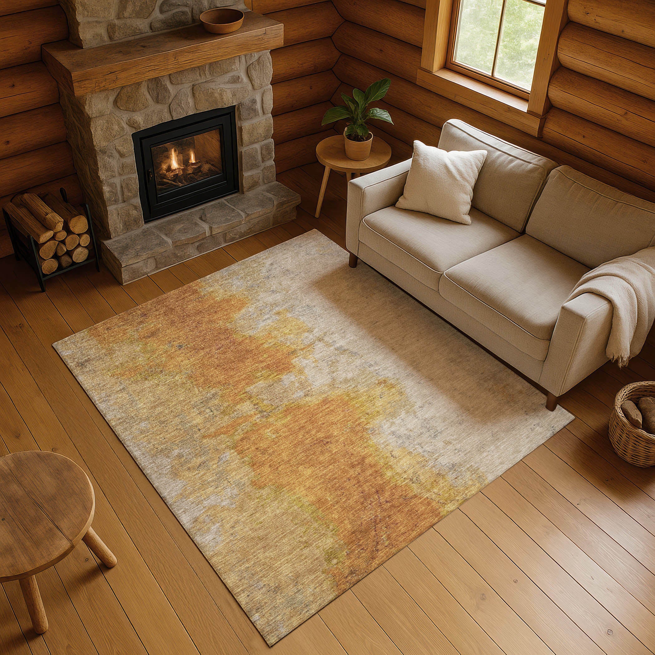 Salzburg Machine Washable Transitional Copper Orange Rug 2'6" x 3'10" #shape_Rectangle
