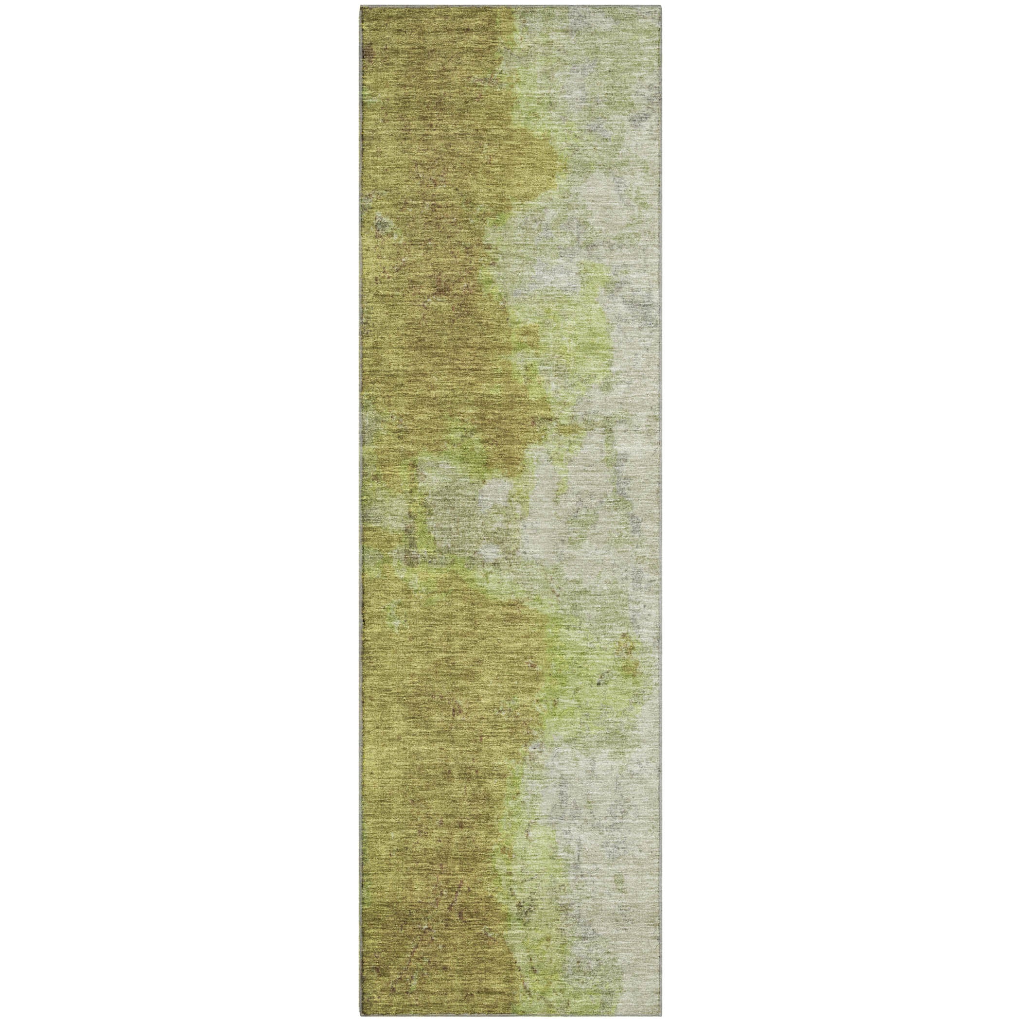 Salzburg Machine Washable Transitional Olive Green Rug 2'3" x 7'6" #shape_Runner