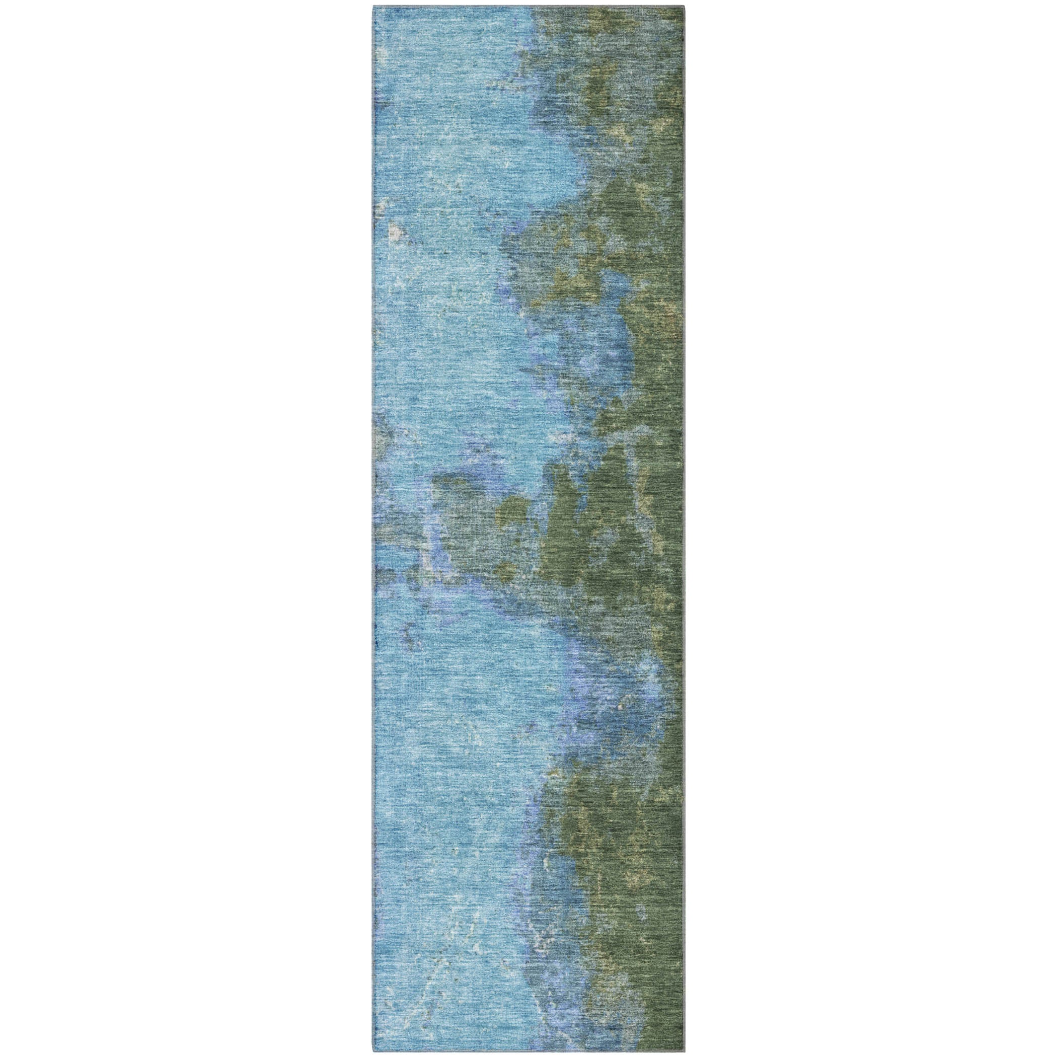 Dubrovnik Machine Washable Transitional Cactus Green Rug 2'3" x 7'6" #shape_Runner