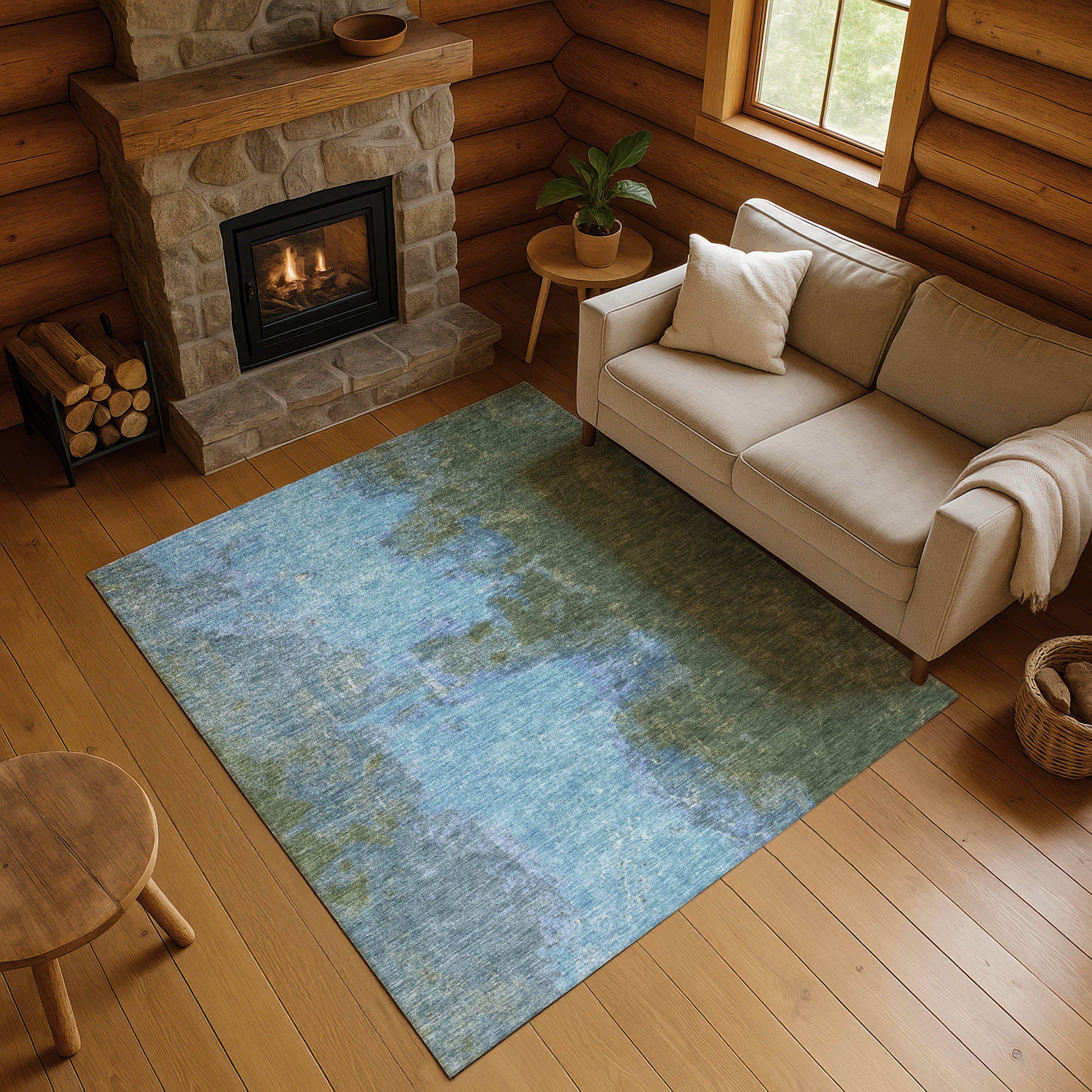 Dubrovnik Machine Washable Transitional Cactus Green Rug 2'6" x 3'10" #shape_Rectangle