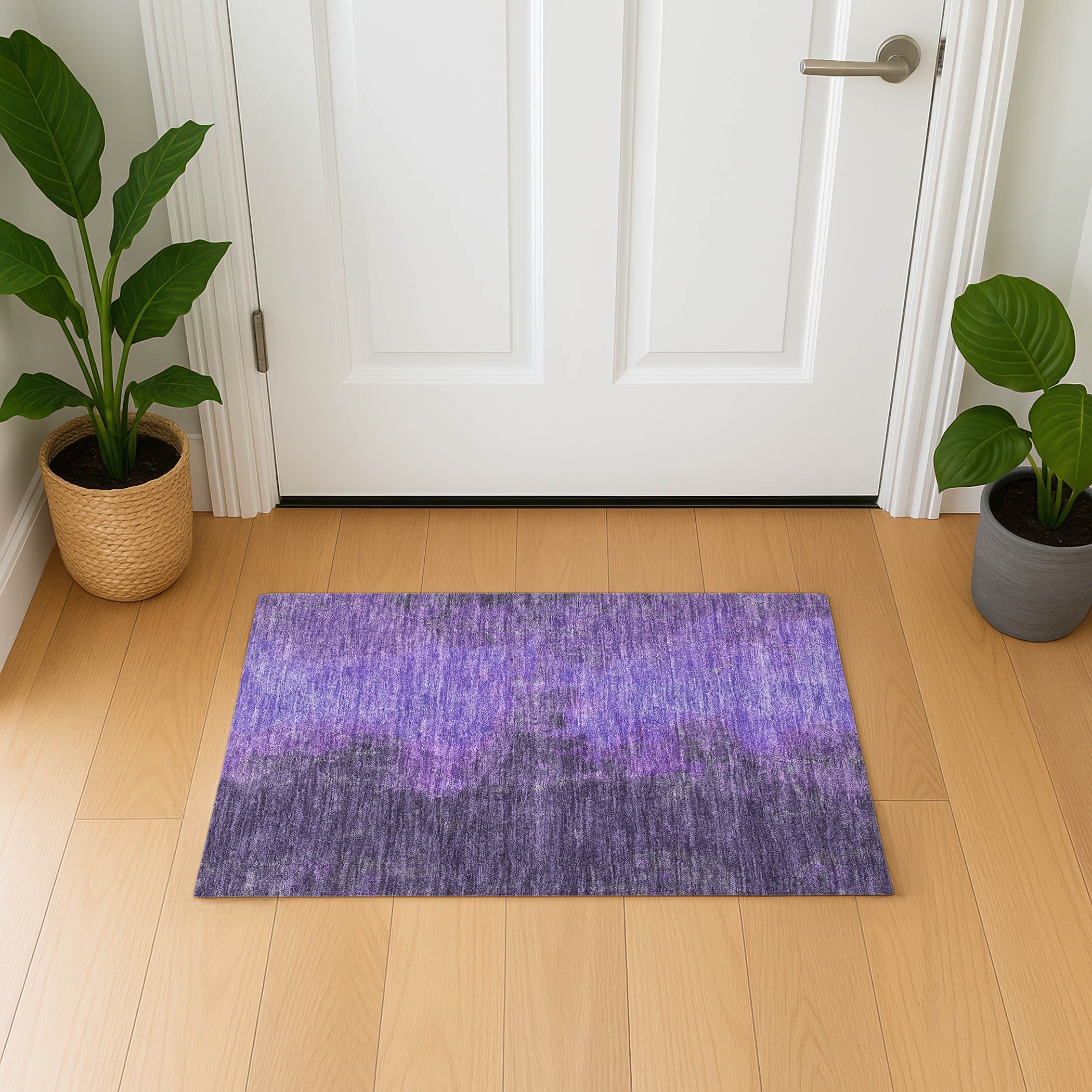 Dubrovnik Machine Washable Transitional Eggplant Purple Rug 1'8" x 2'6" #shape_Rectangle