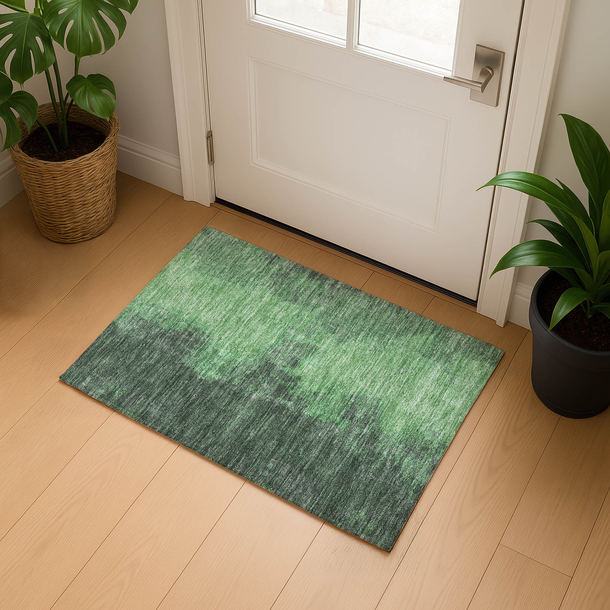Dubrovnik Machine Washable Transitional Fern Green Rug 1'8" x 2'6" #shape_Rectangle