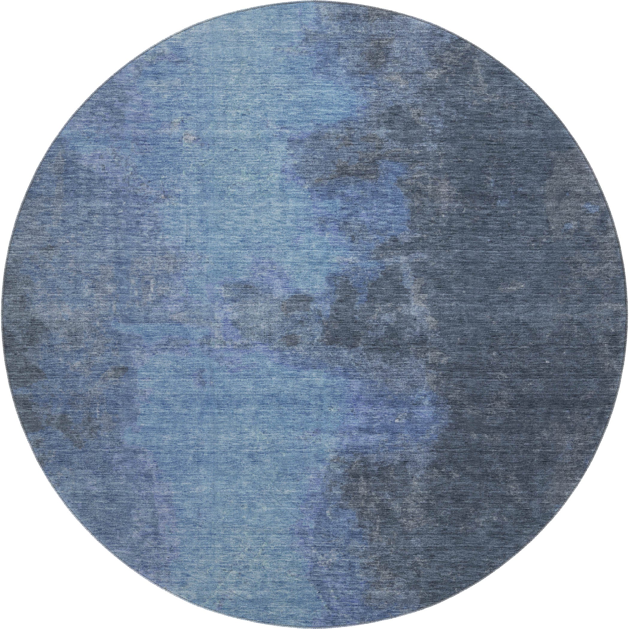 Dubrovnik Machine Washable Transitional Navy Blue Rug 8' x 8' #shape_Round