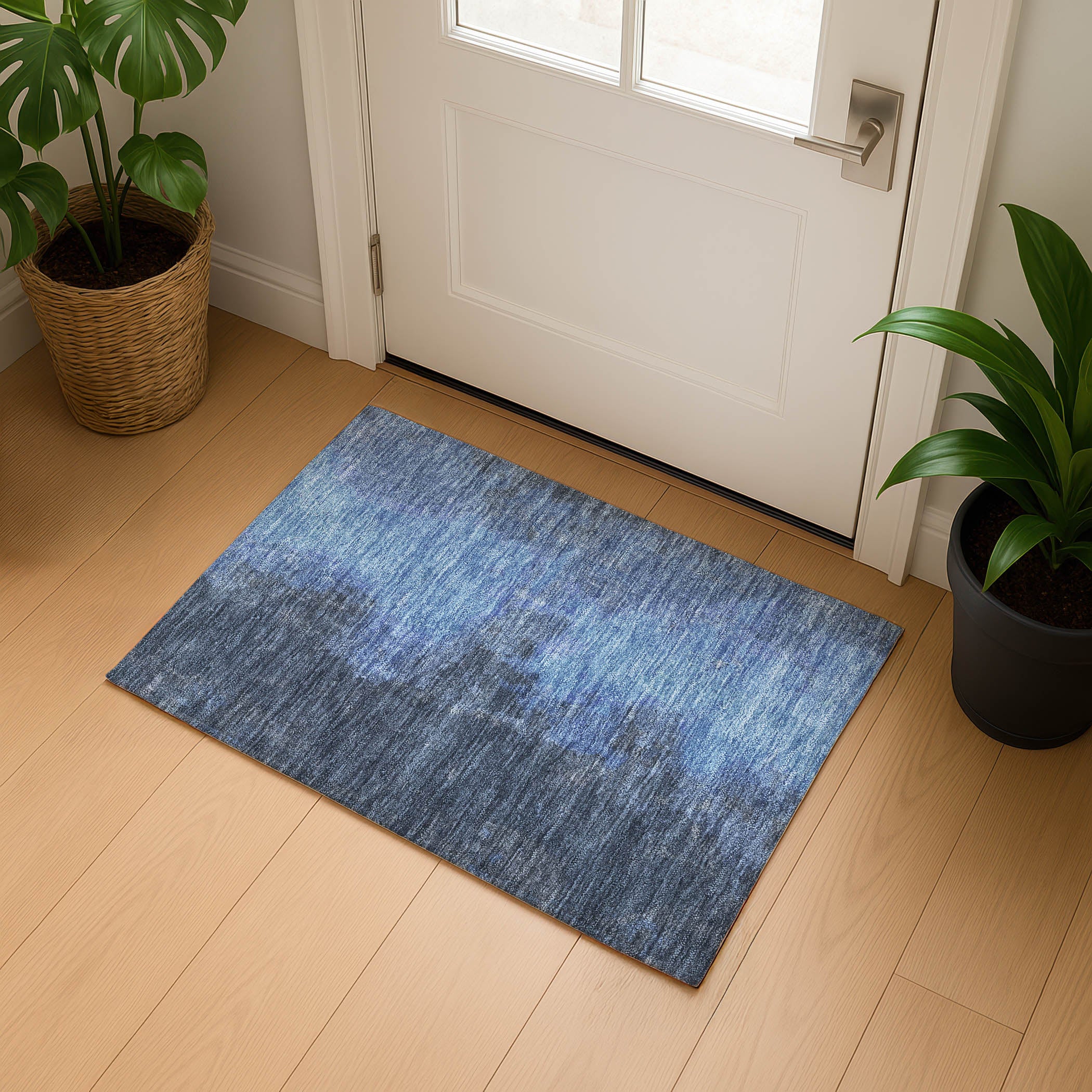 Dubrovnik Machine Washable Transitional Navy Blue Rug 1'8" x 2'6" #shape_Rectangle