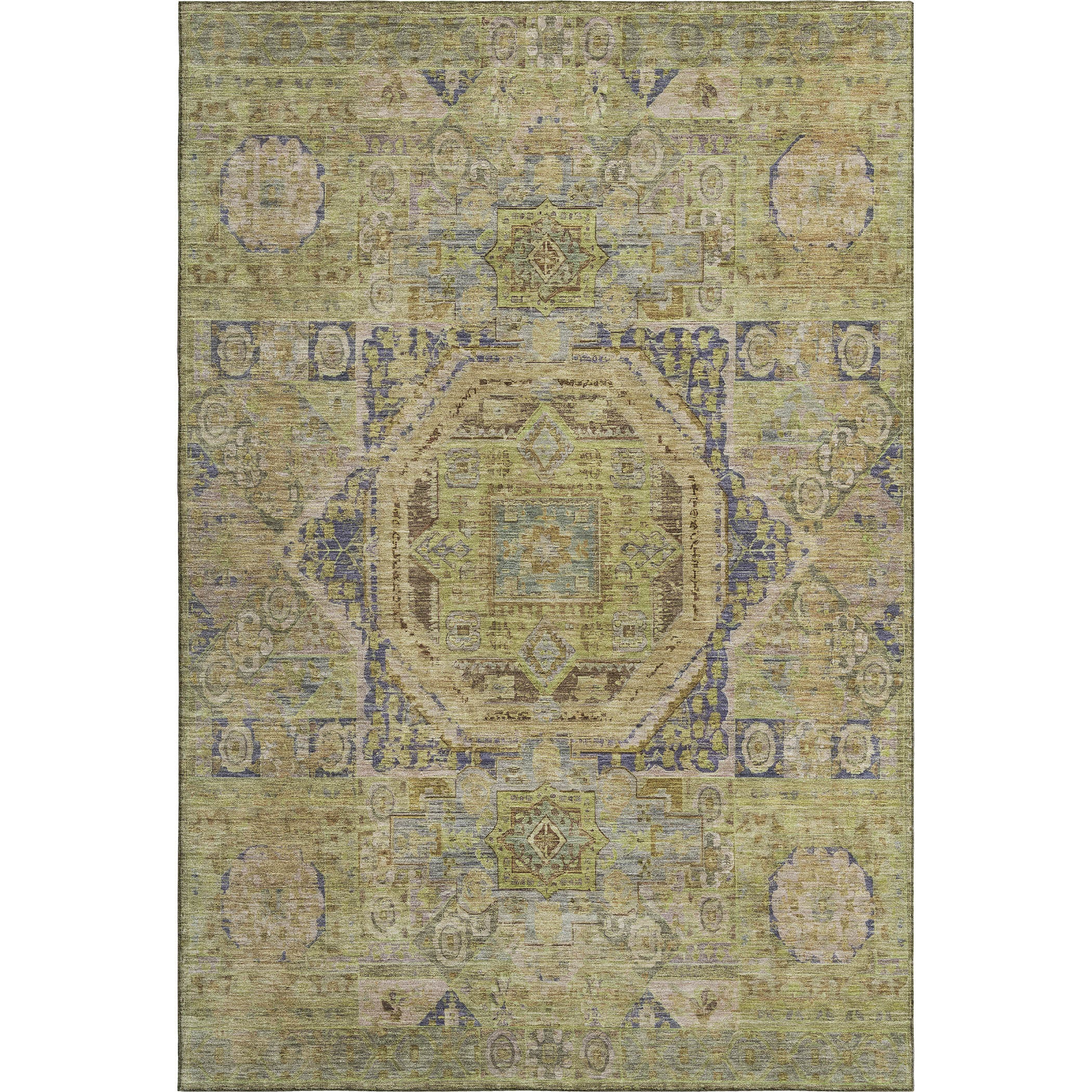 Dublin Machine Washable Traditional Aloe Green Rug 2'6" x 3'10" #shape_Rectangle