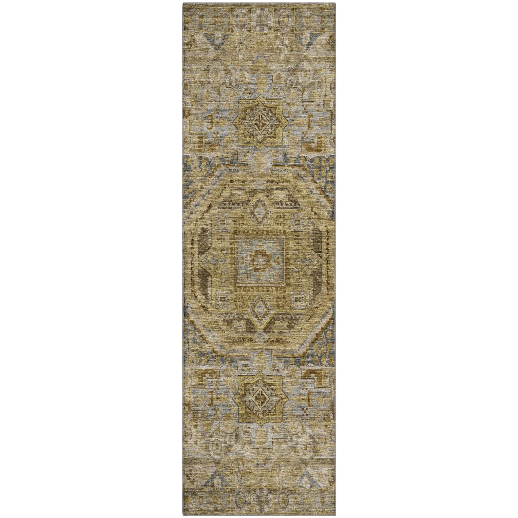 Dublin Machine Washable Traditional Brown Rug 2'3" x 7'6" #shape_Runner