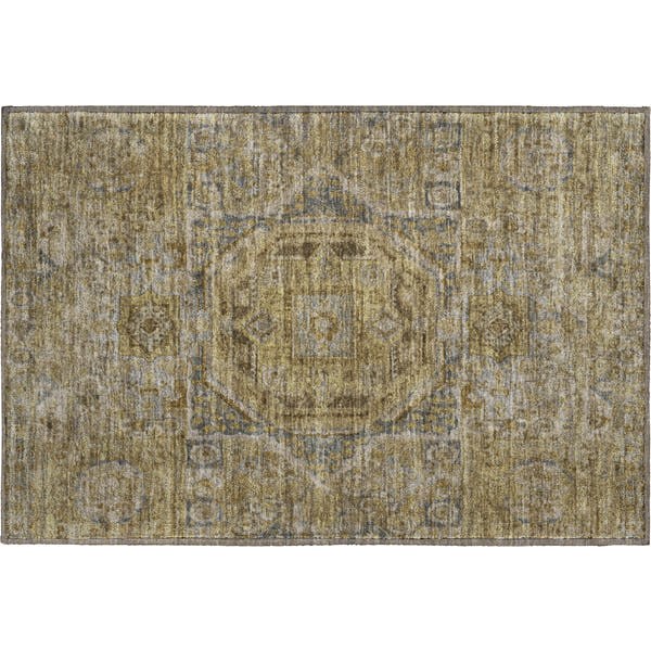 Dublin Machine Washable Traditional Brown Rug 1'8" x 2'6"