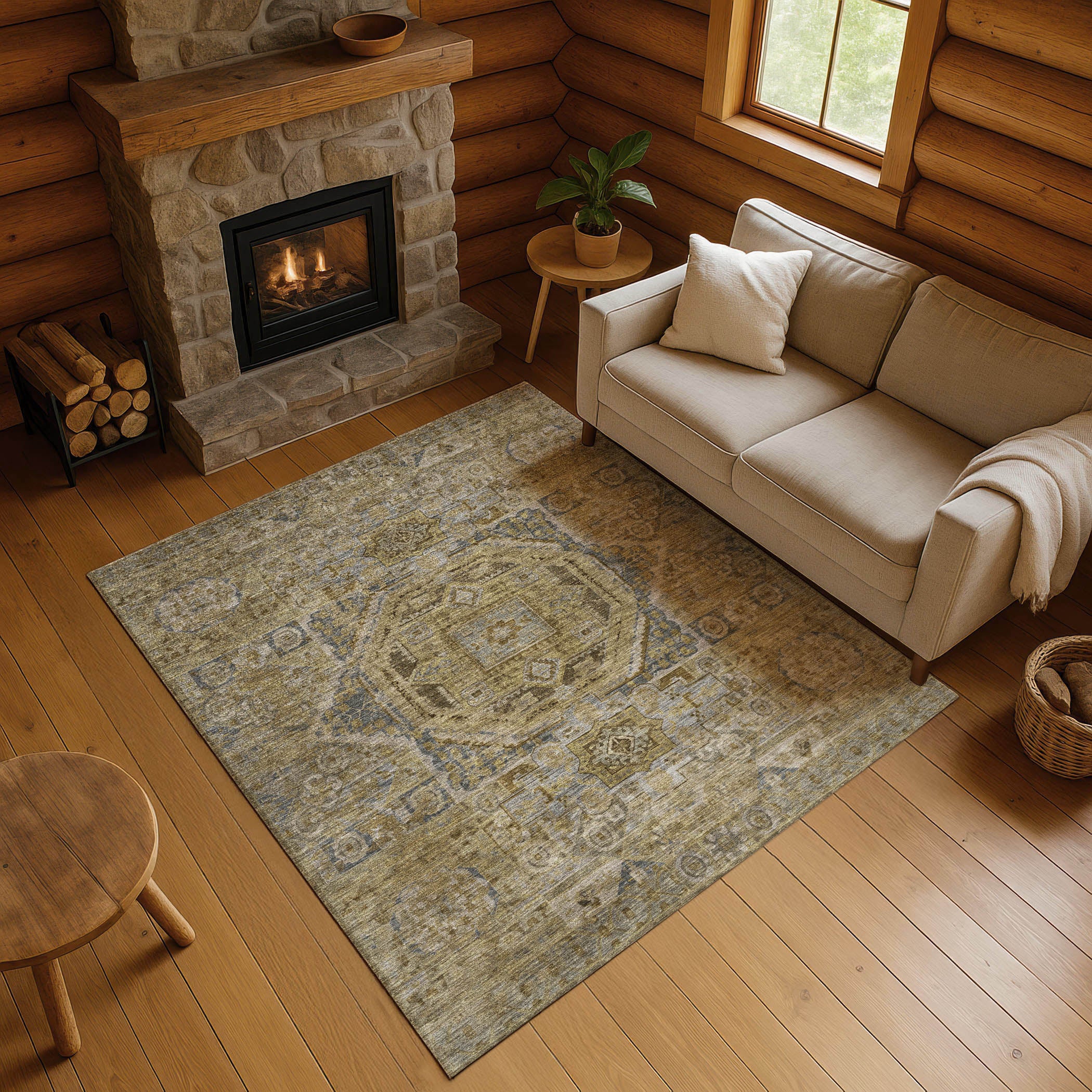 Dublin Machine Washable Traditional Brown Rug 2'6" x 3'10" #shape_Rectangle