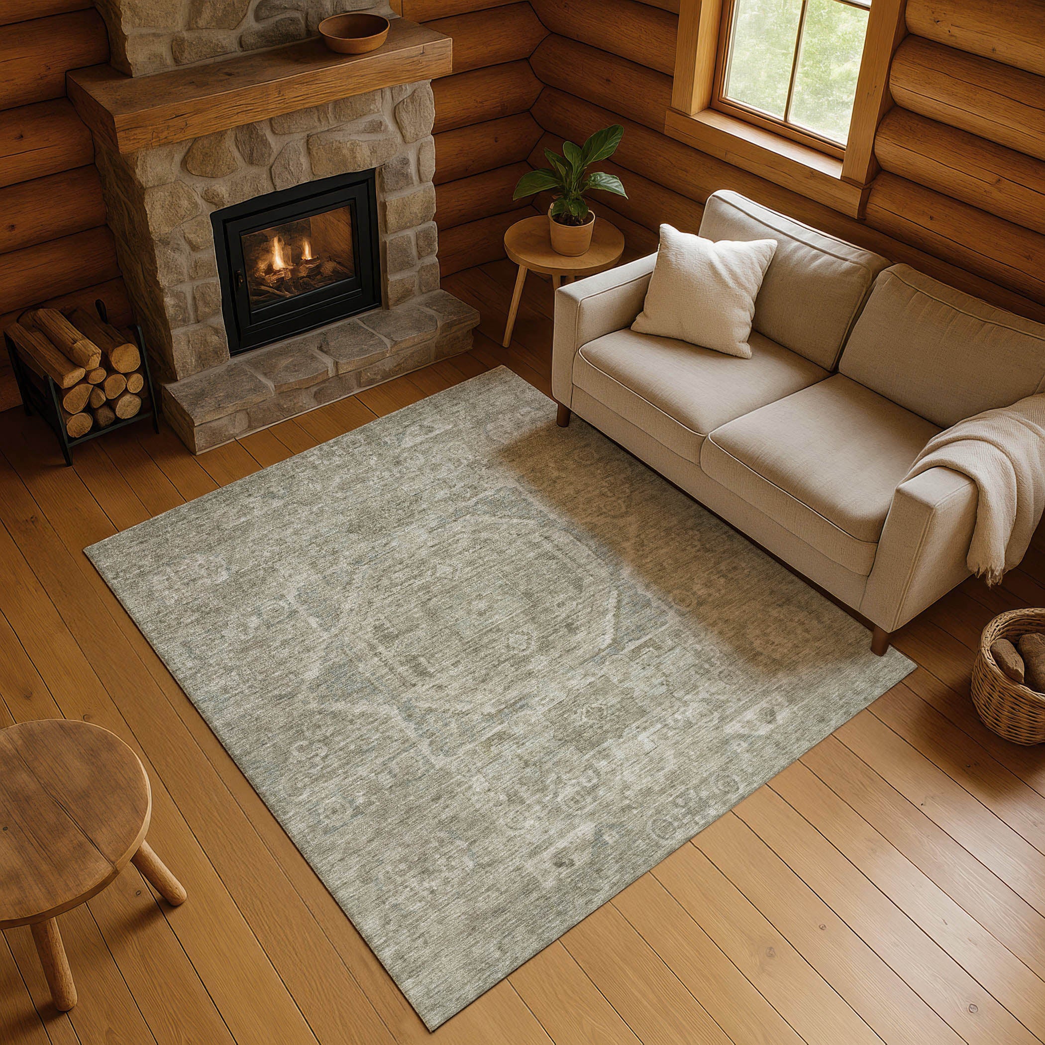 Dublin Machine Washable Traditional Gray Rug 2'6" x 3'10" #shape_Rectangle