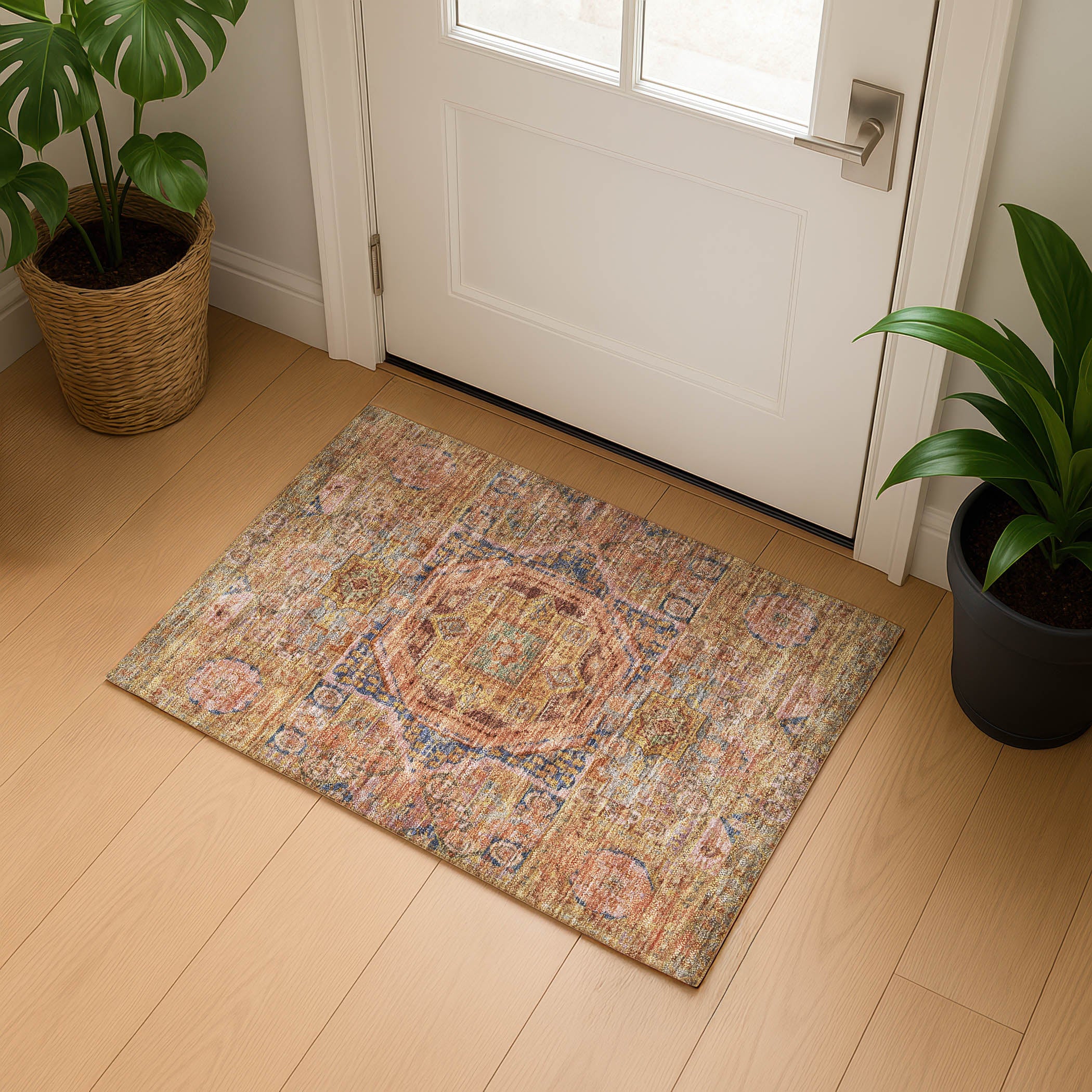 Dublin Machine Washable Traditional Paprika Orange Rug 1'8" x 2'6" #shape_Rectangle