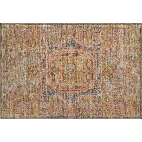 Dublin Machine Washable Traditional Paprika Orange Rug 1'8" x 2'6"
