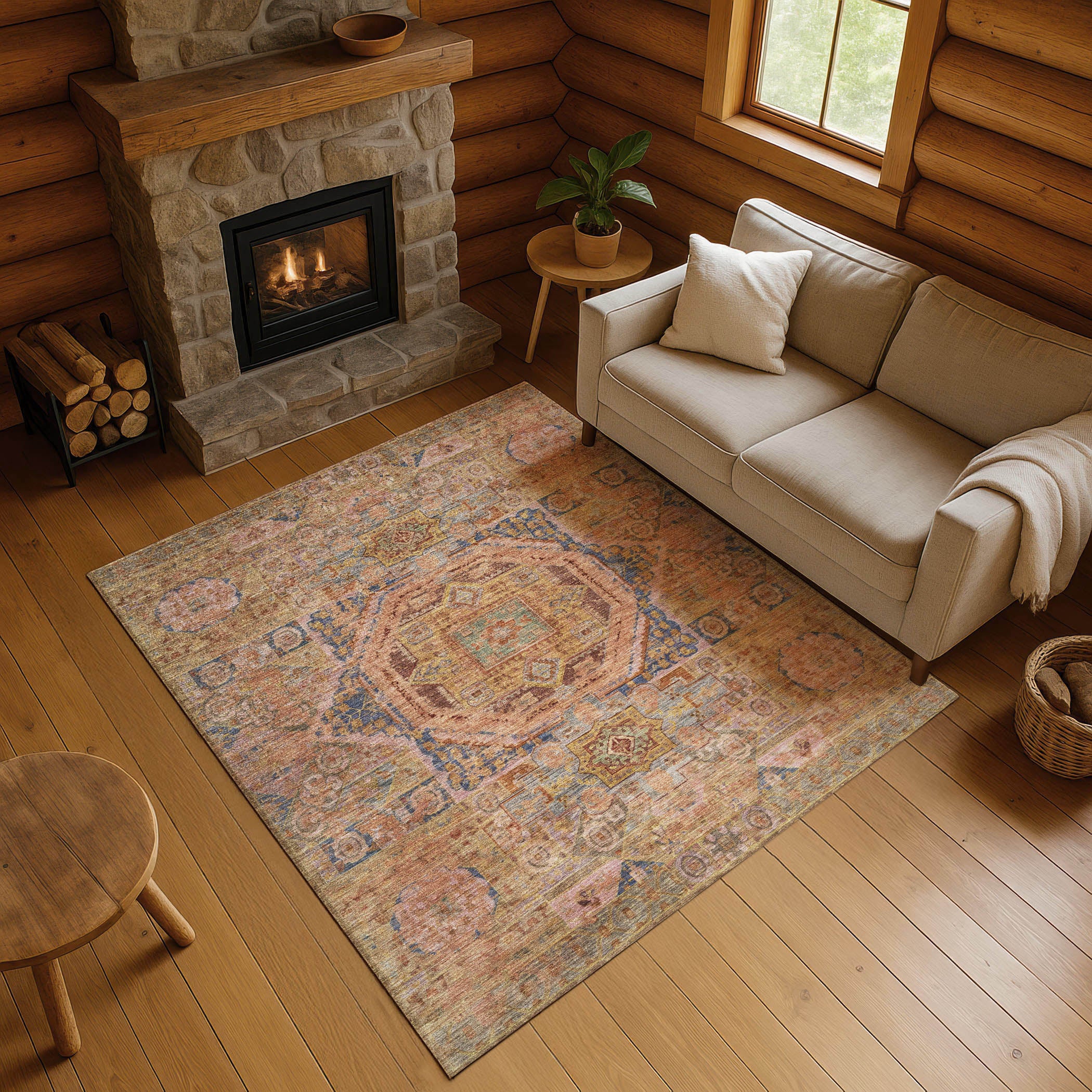 Dublin Machine Washable Traditional Paprika Orange Rug 2'6" x 3'10" #shape_Rectangle