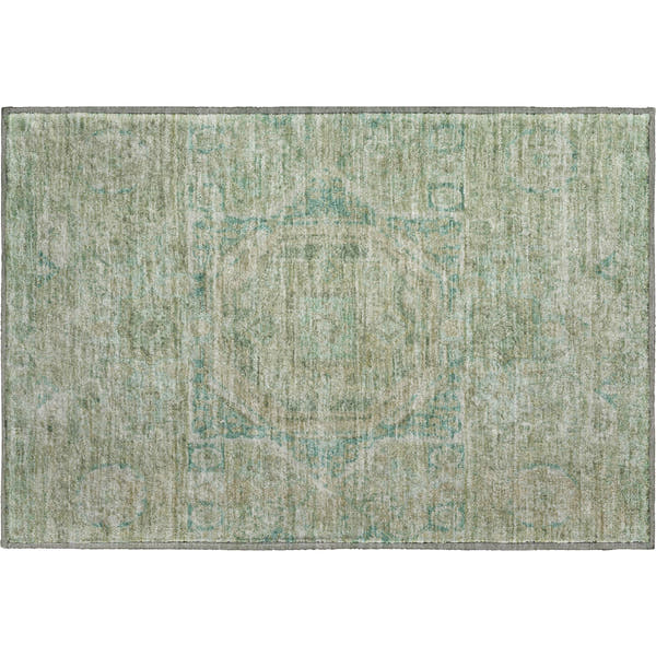 Dublin Machine Washable Traditional Sage Green Rug 1'8" x 2'6"