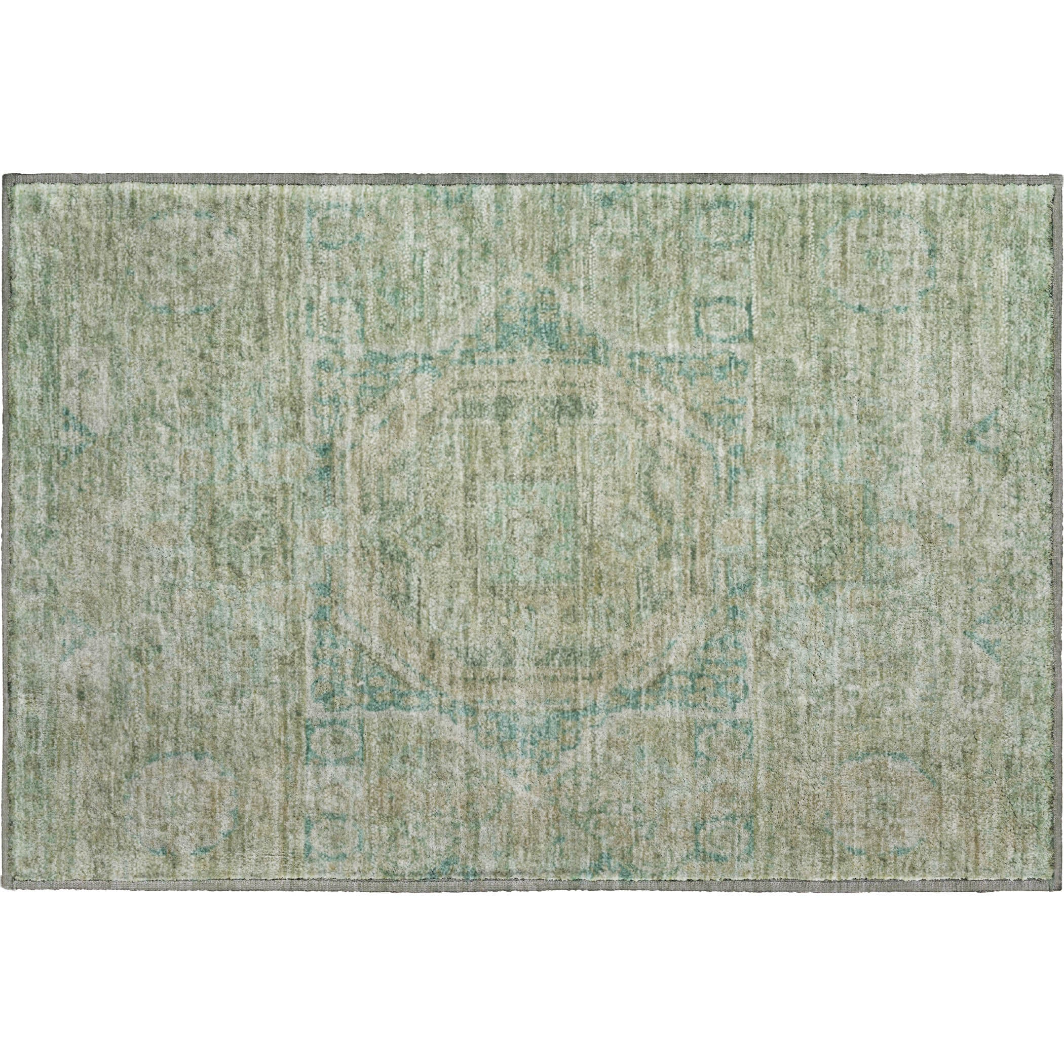 Dublin Machine Washable Traditional Sage Green Rug 1'8" x 2'6" #shape_Rectangle