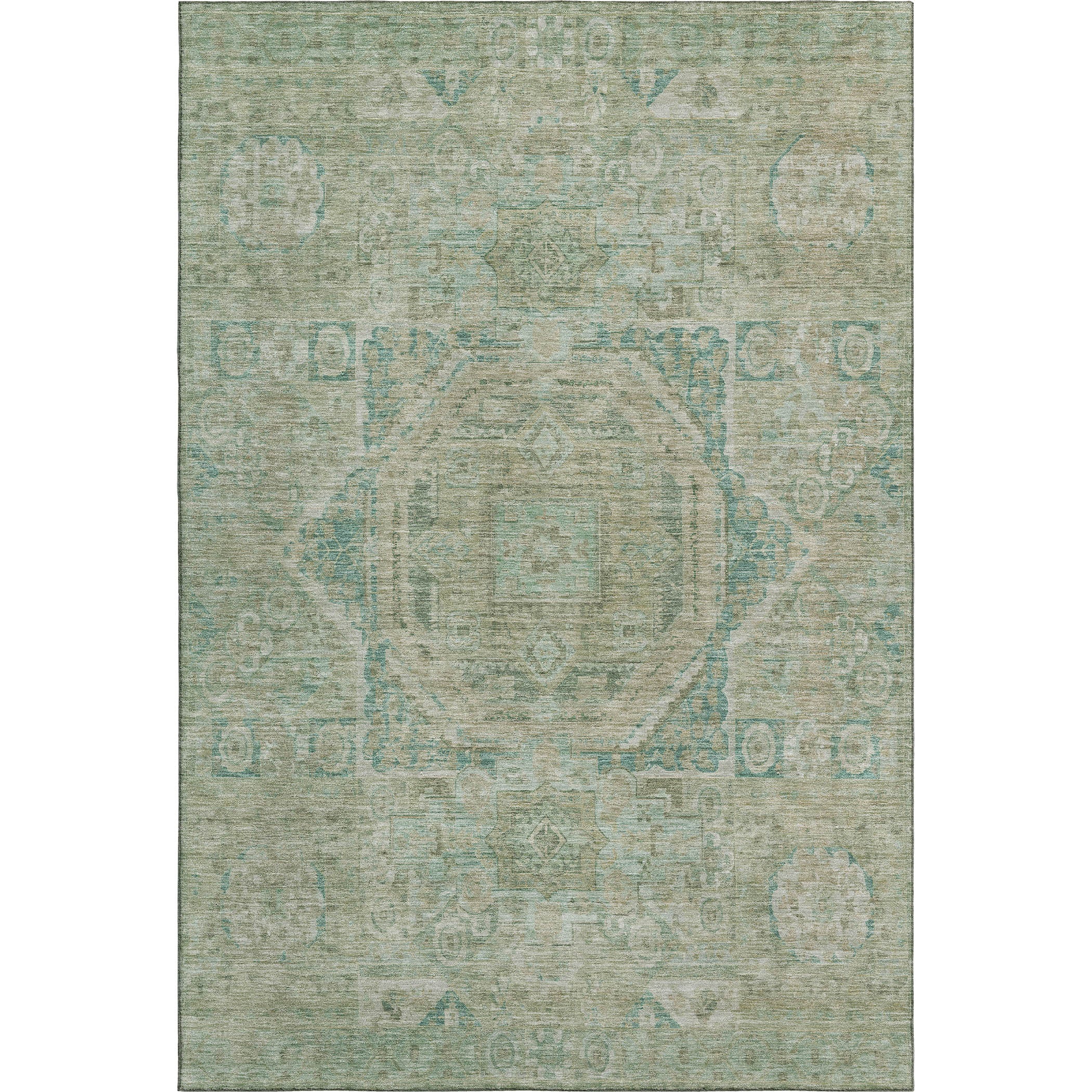 Dublin Machine Washable Traditional Sage Green Rug 2'6" x 3'10" #shape_Rectangle
