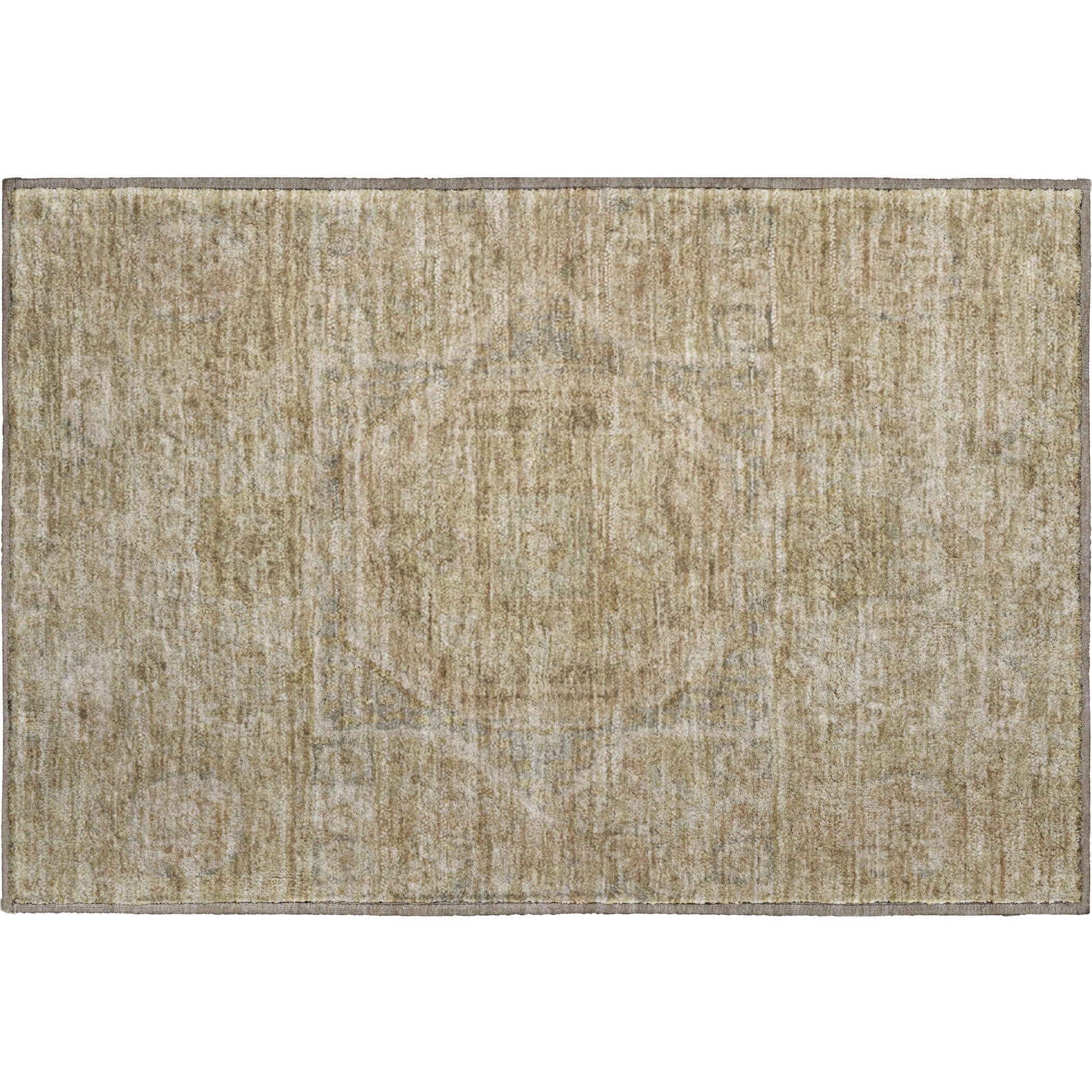 Dublin Machine Washable Traditional Tan Brown Rug 1'8" x 2'6" #shape_Rectangle