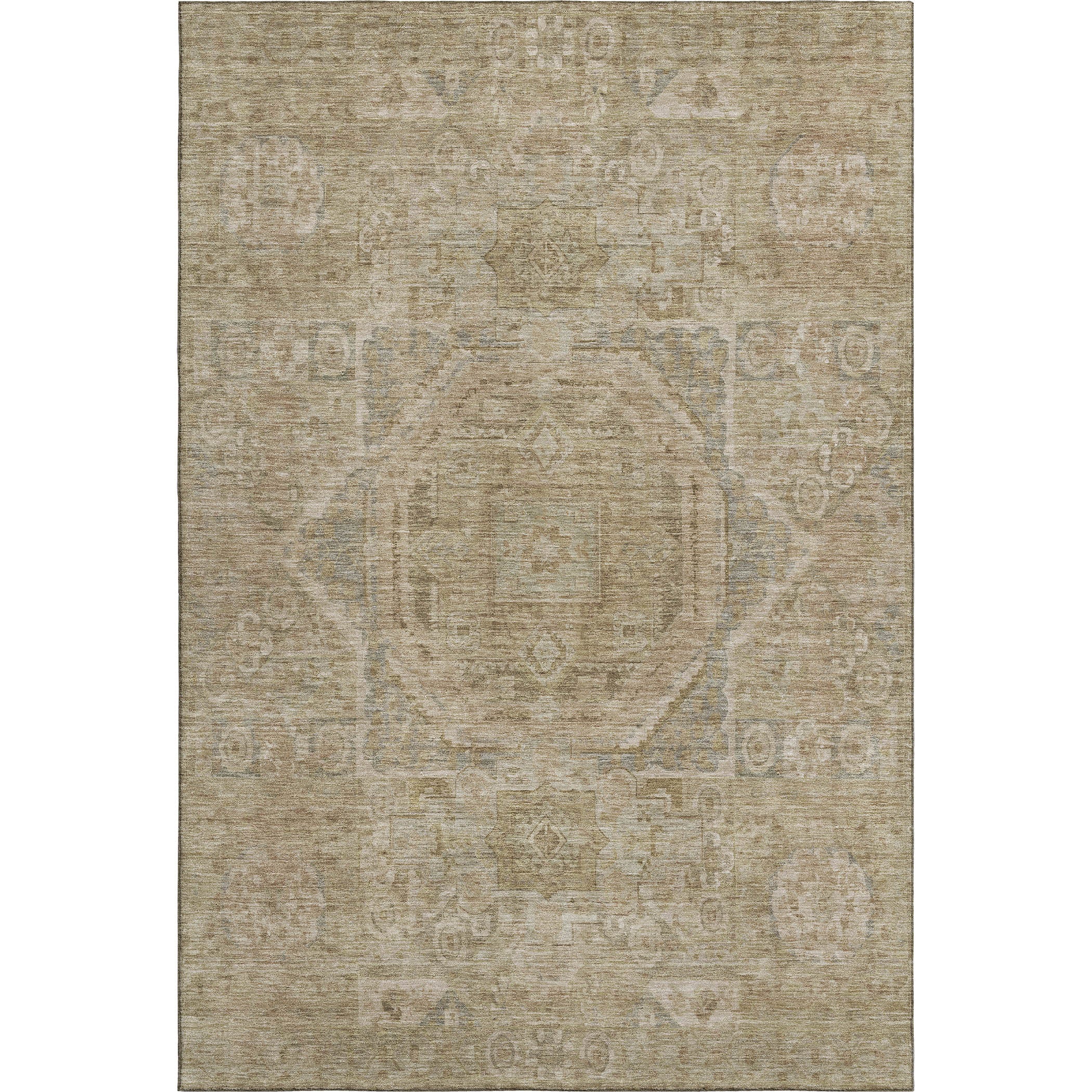 Dublin Machine Washable Traditional Tan Brown Rug 2'6" x 3'10" #shape_Rectangle