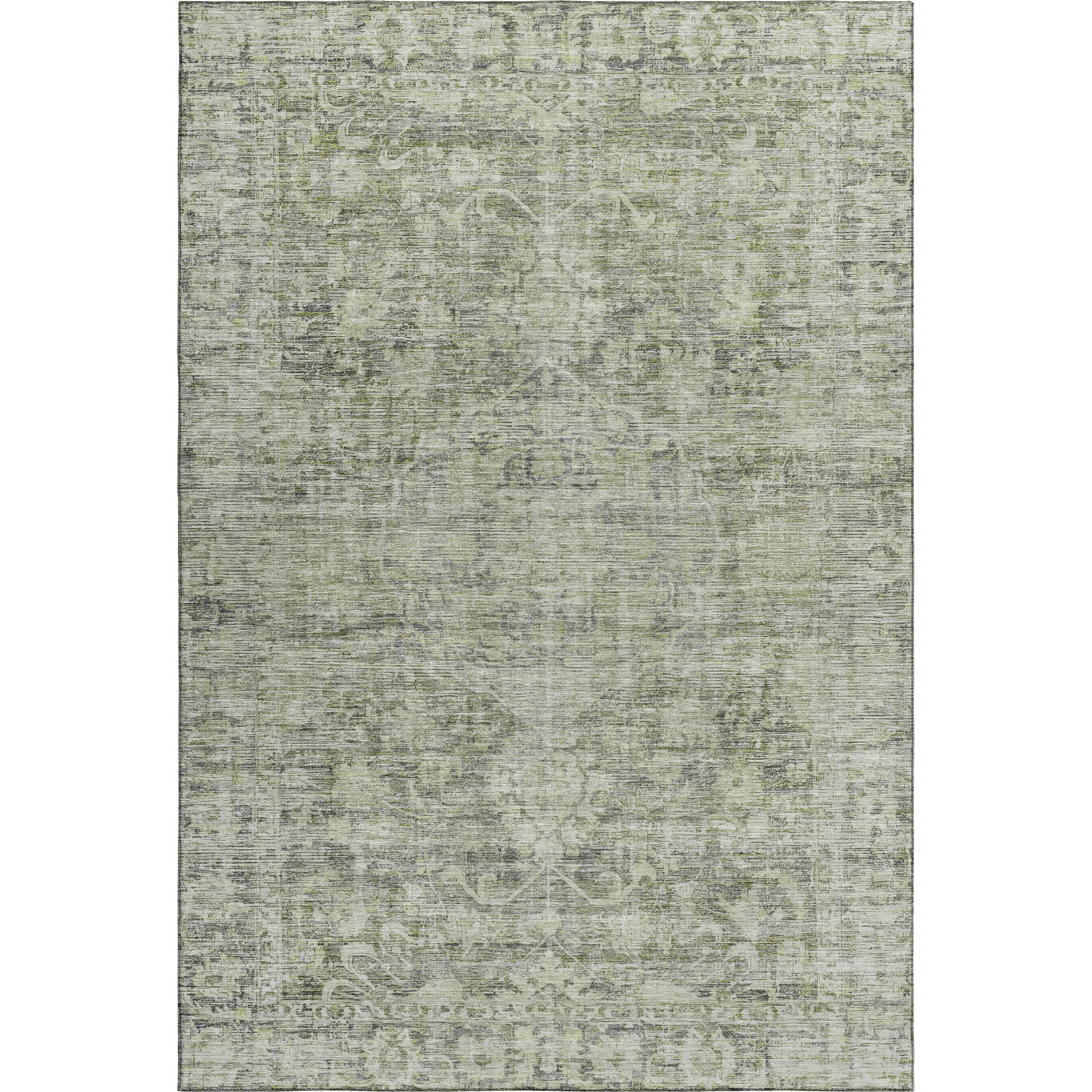 Seoul Machine Washable Traditional Aloe Green Rug 2'6" x 3'10" #shape_Rectangle