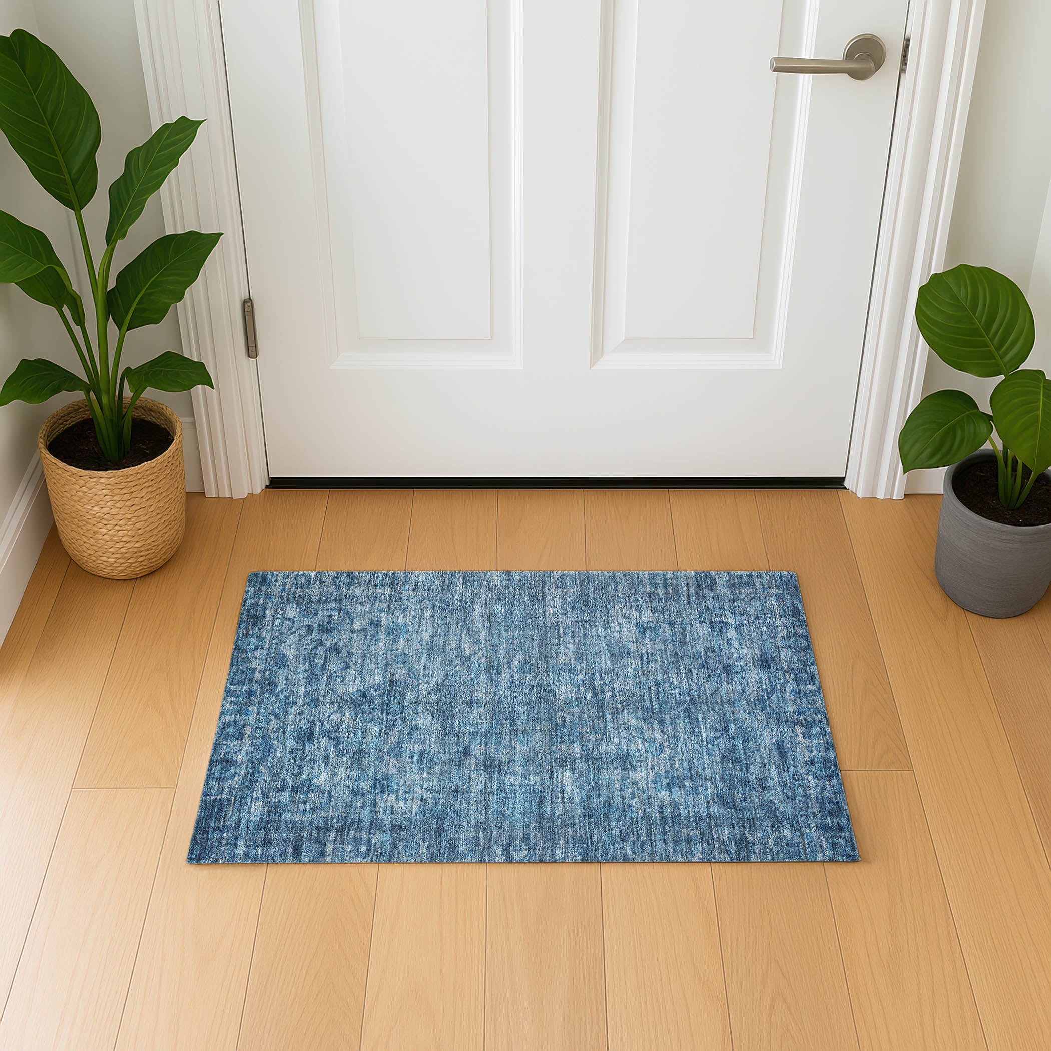 Seoul Machine Washable Traditional Blue Rug 1'8" x 2'6" #shape_Rectangle