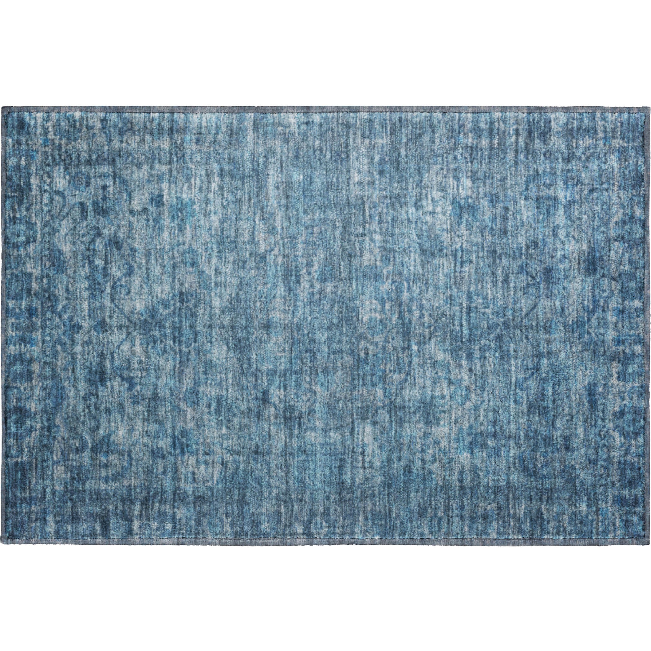 Seoul Machine Washable Traditional Blue Rug 1'8" x 2'6" #shape_Rectangle