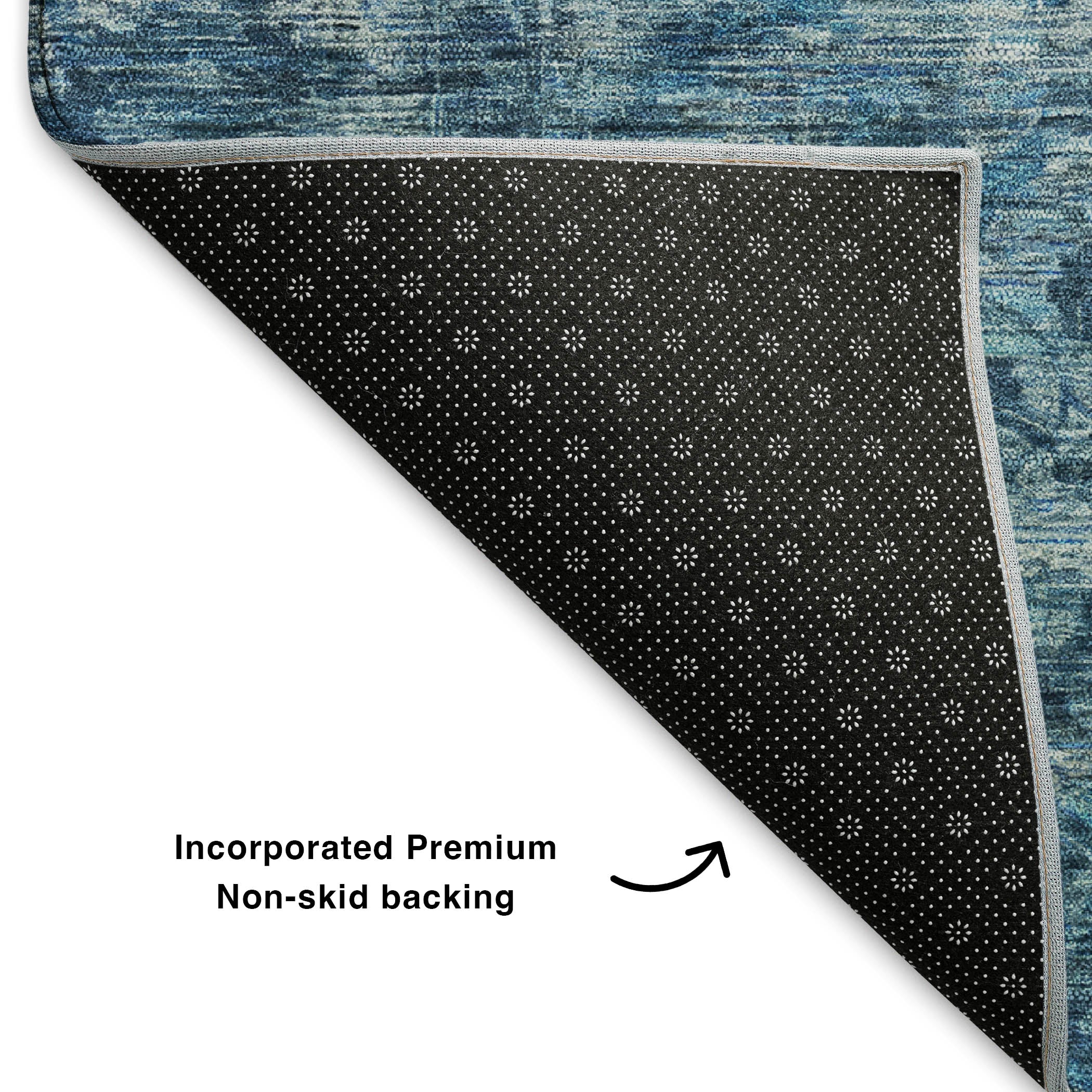 Seoul Machine Washable Traditional Blue Rug 1'8" x 2'6" #shape_Rectangle