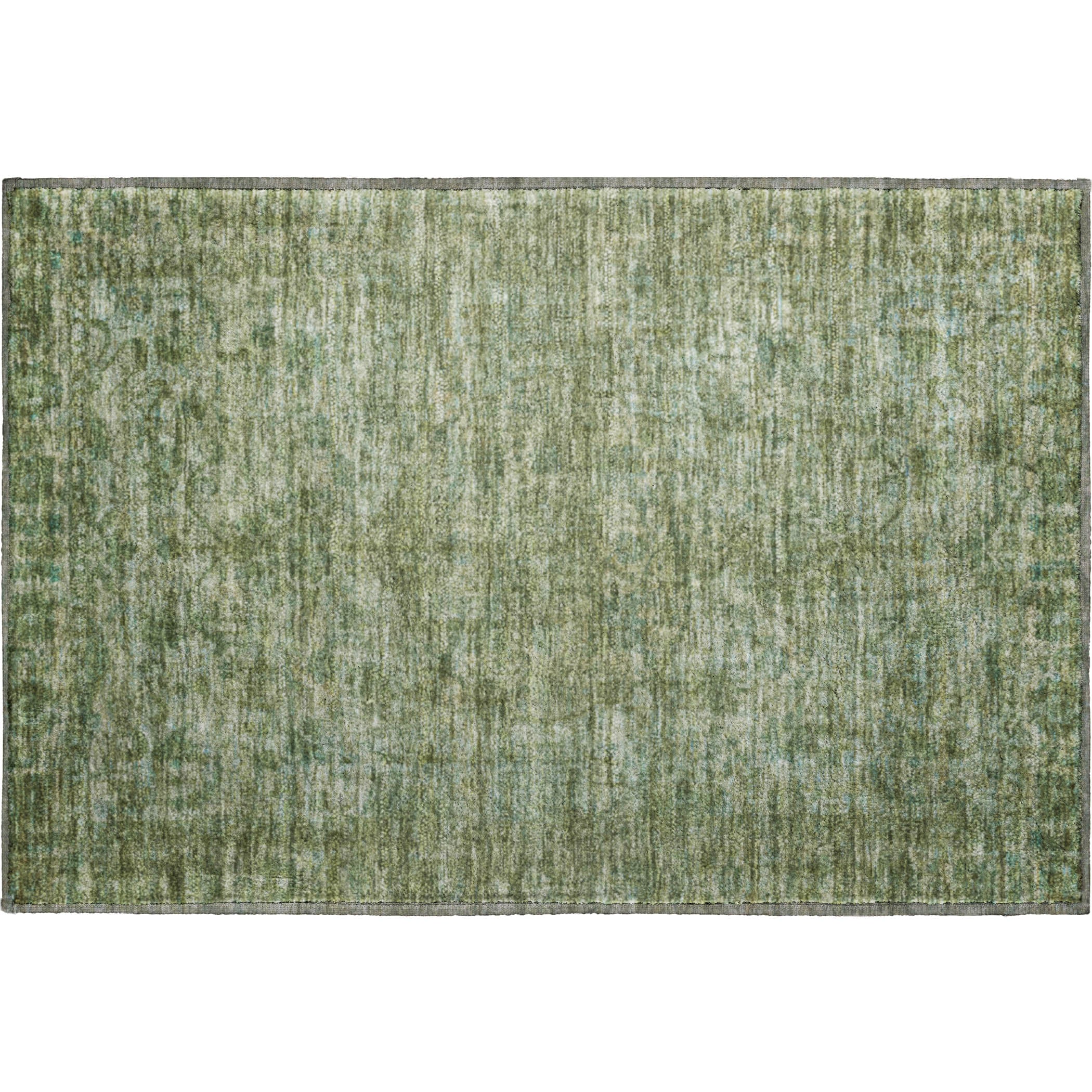 Seoul Machine Washable Traditional Olive Green Rug 1'8" x 2'6" #shape_Rectangle