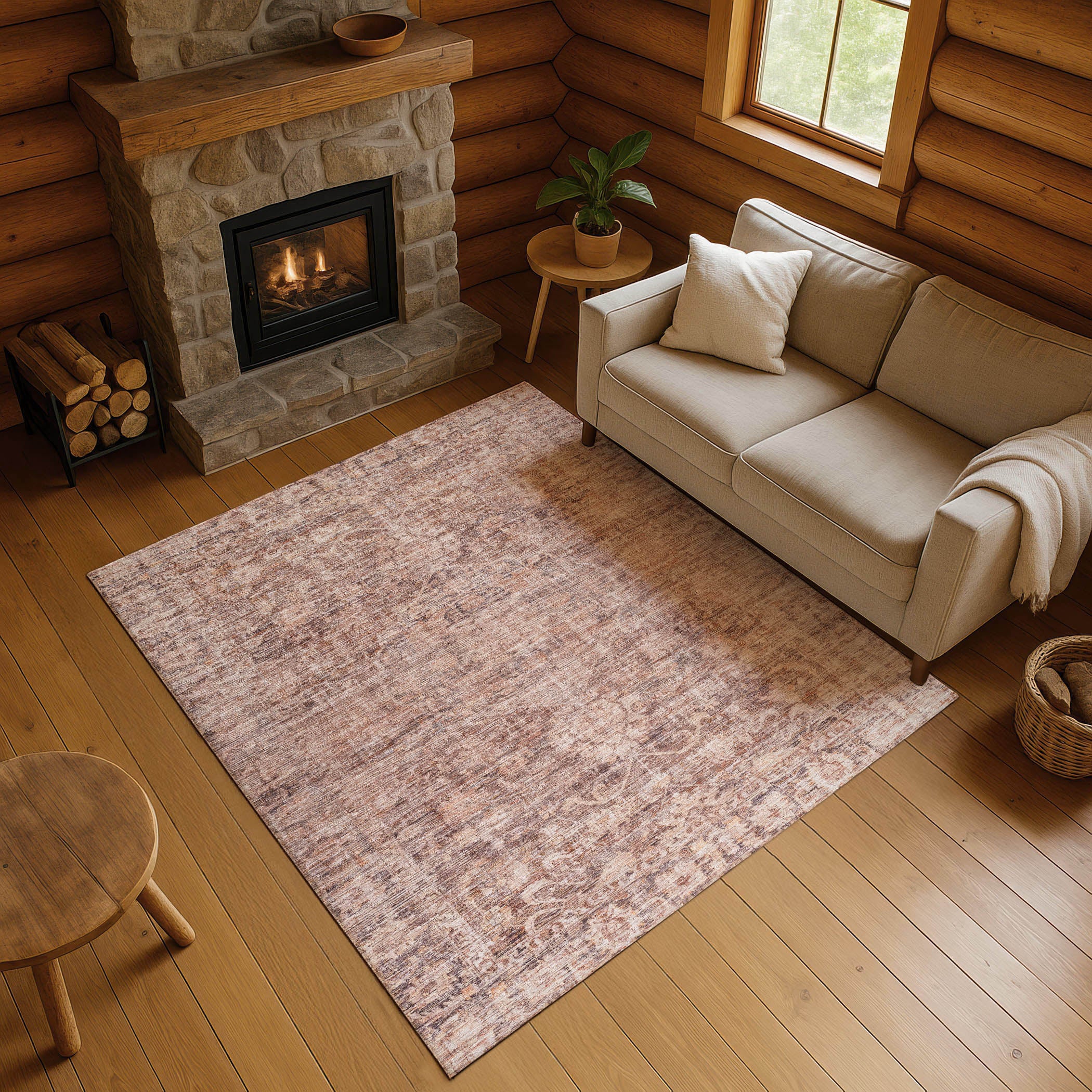 Seoul Machine Washable Traditional Paprika Orange Rug 2'6" x 3'10" #shape_Rectangle