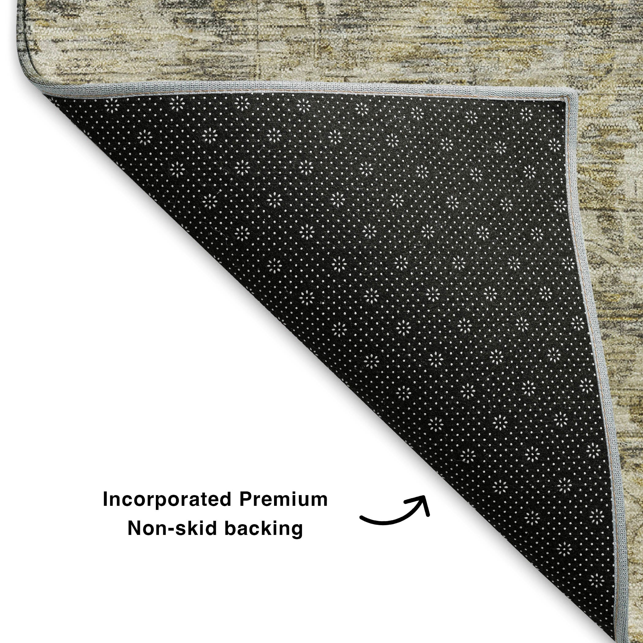 Seoul Machine Washable Traditional Pewter Gray Rug 1'8" x 2'6" #shape_Rectangle