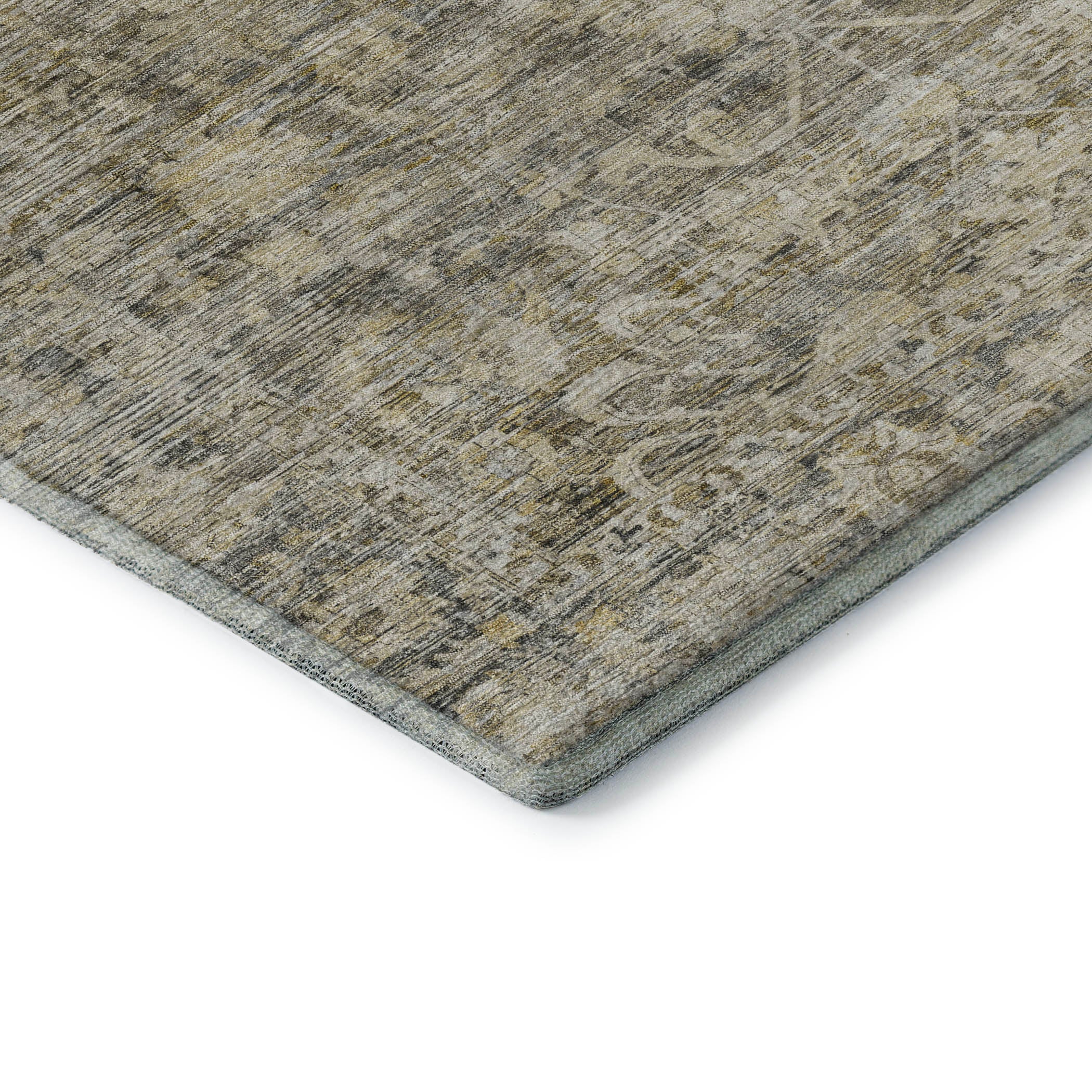 Seoul Machine Washable Traditional Pewter Gray Rug 1'8" x 2'6" #shape_Rectangle