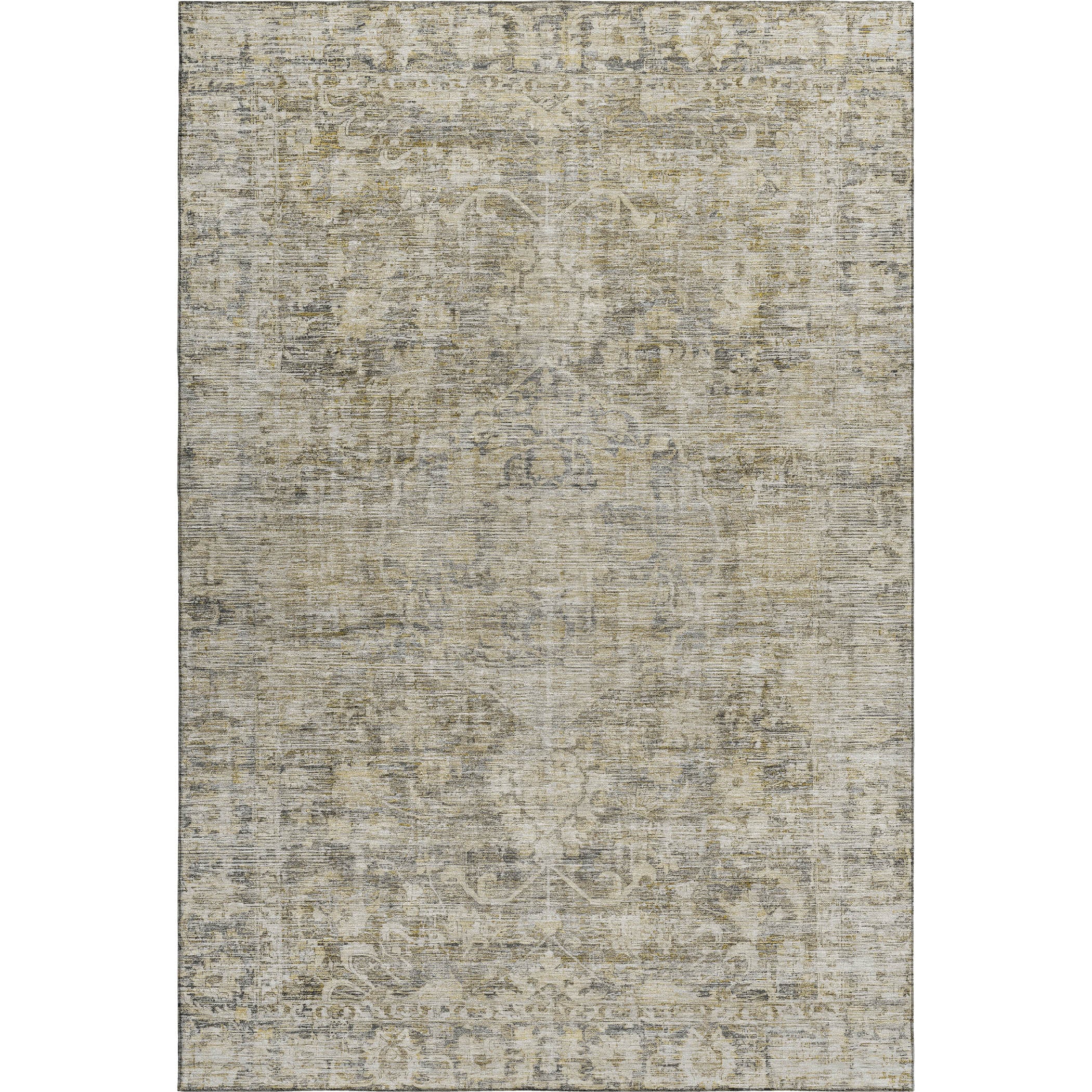 Seoul Machine Washable Traditional Pewter Gray Rug 2'6" x 3'10" #shape_Rectangle