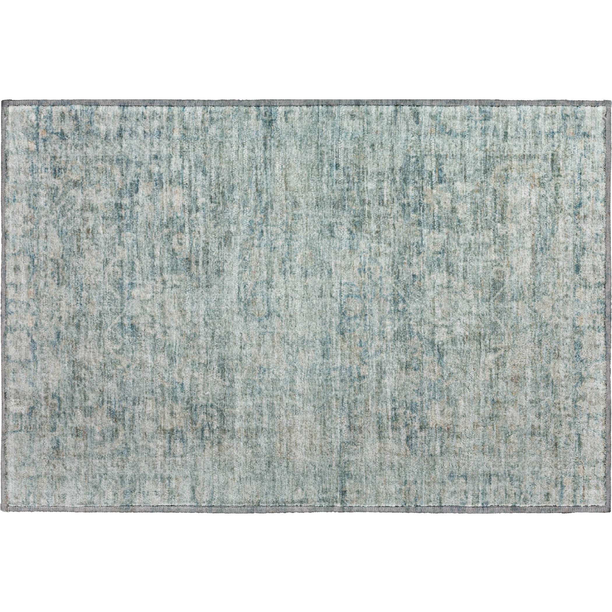 Seoul Machine Washable Traditional Teal Rug 1'8" x 2'6" #shape_Rectangle