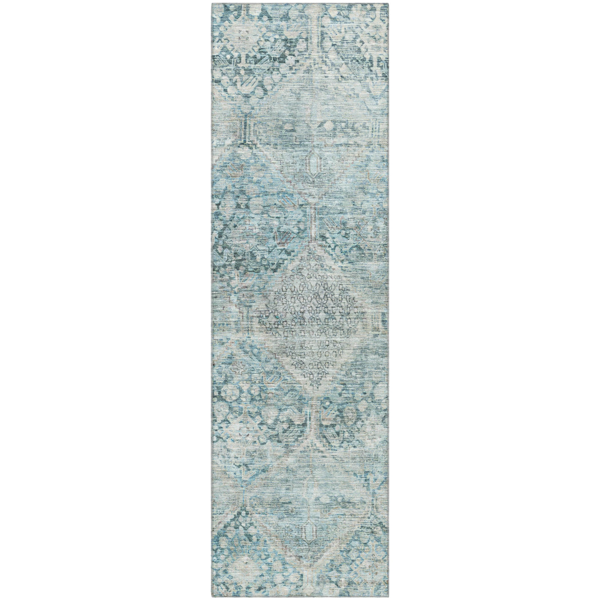 Lucerne Machine Washable Transitional Blue Rug 2'3" x 7'6" #shape_Runner