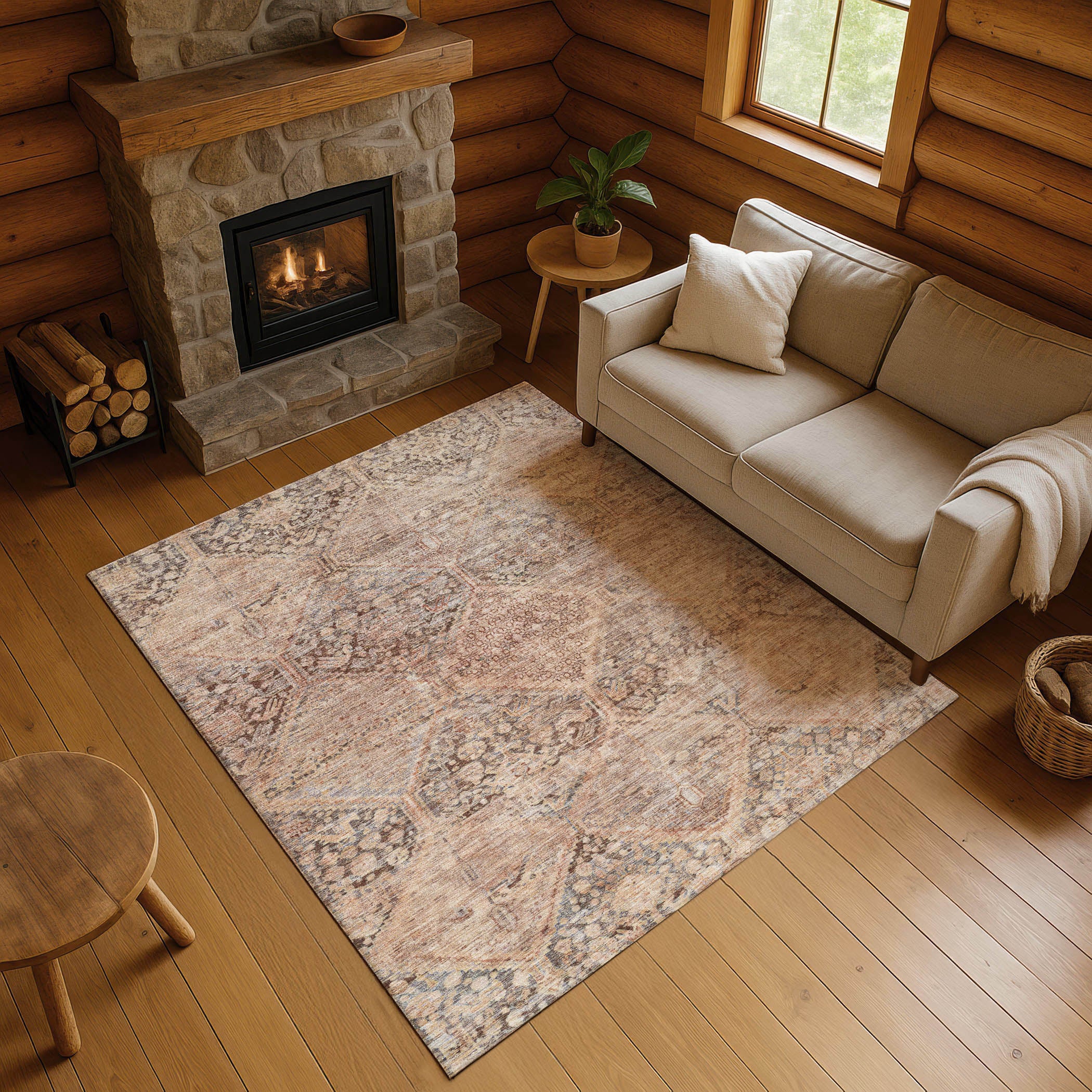 Lucerne Machine Washable Transitional Copper Orange Rug 2'6" x 3'10" #shape_Rectangle