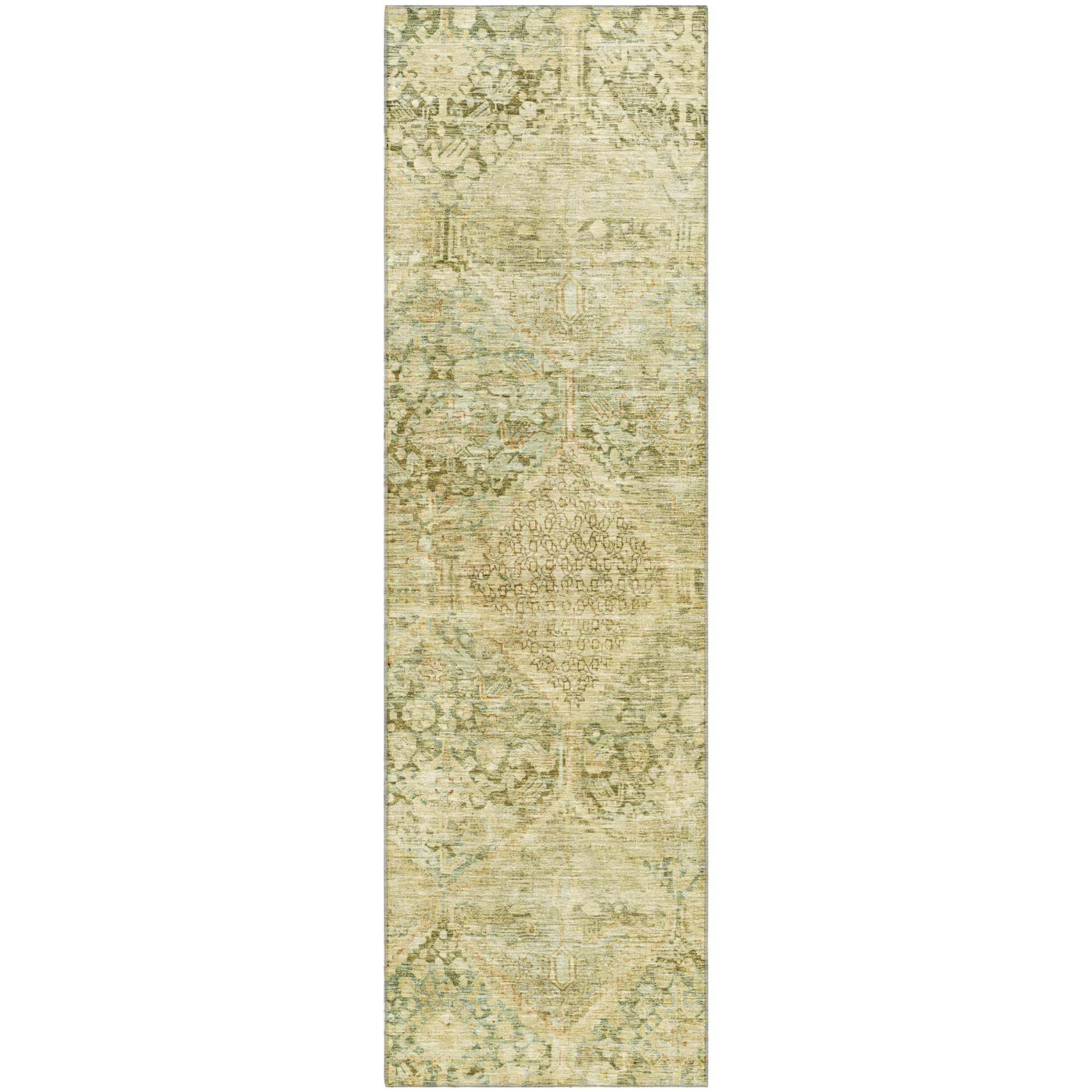 Lucerne Machine Washable Transitional Fern Green Rug 2'3" x 7'6" #shape_Runner
