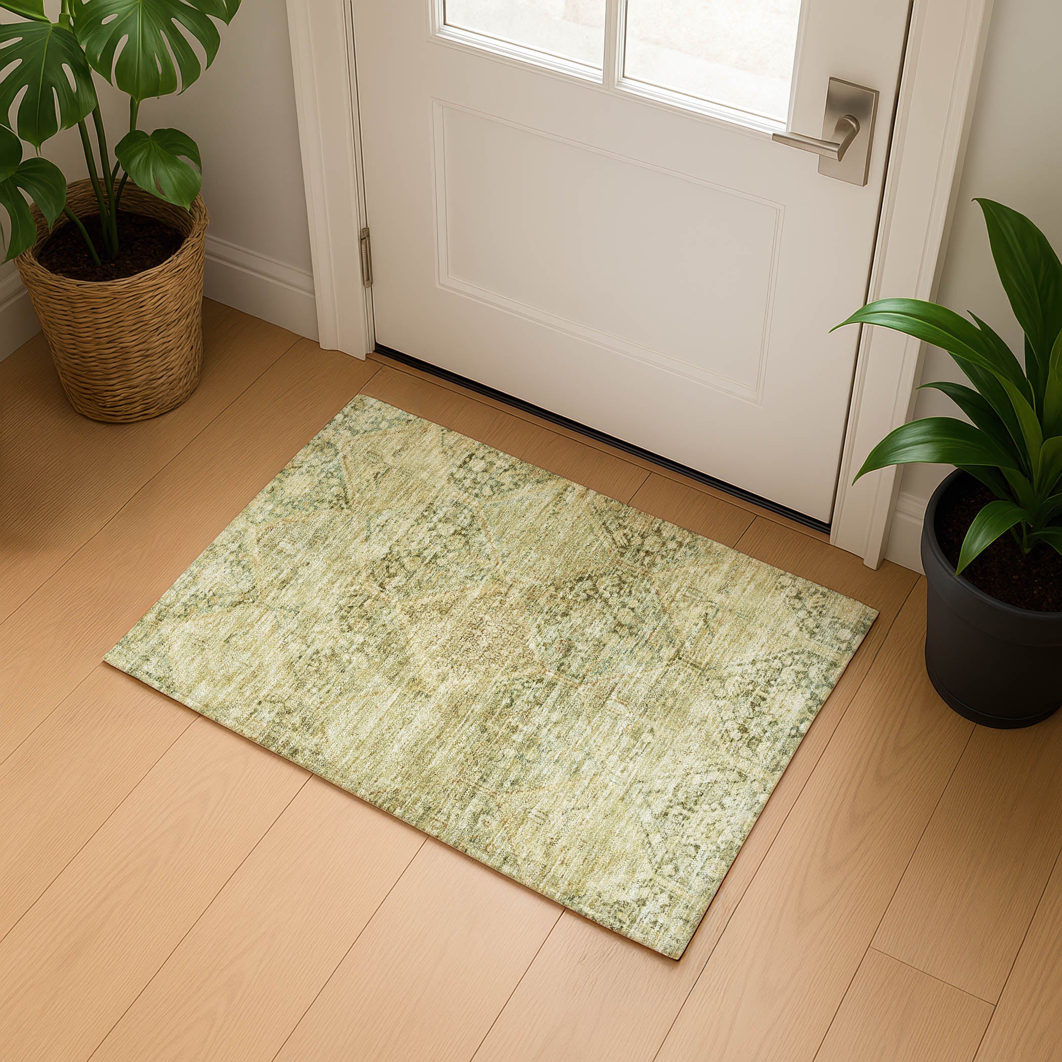 Lucerne Machine Washable Transitional Fern Green Rug 1'8" x 2'6" #shape_Rectangle