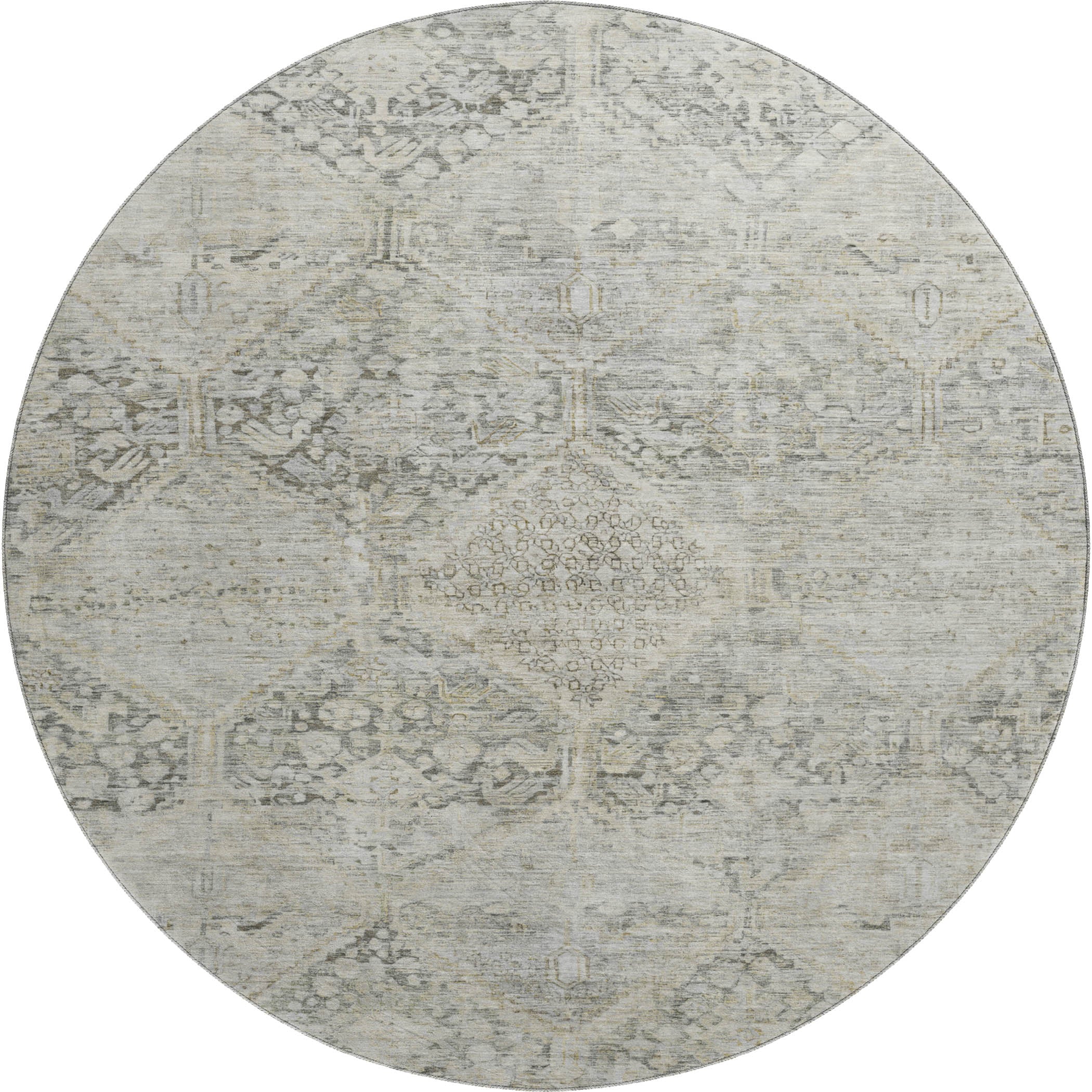 Lucerne Machine Washable Transitional Pewter Gray Rug 8' x 8' #shape_Round