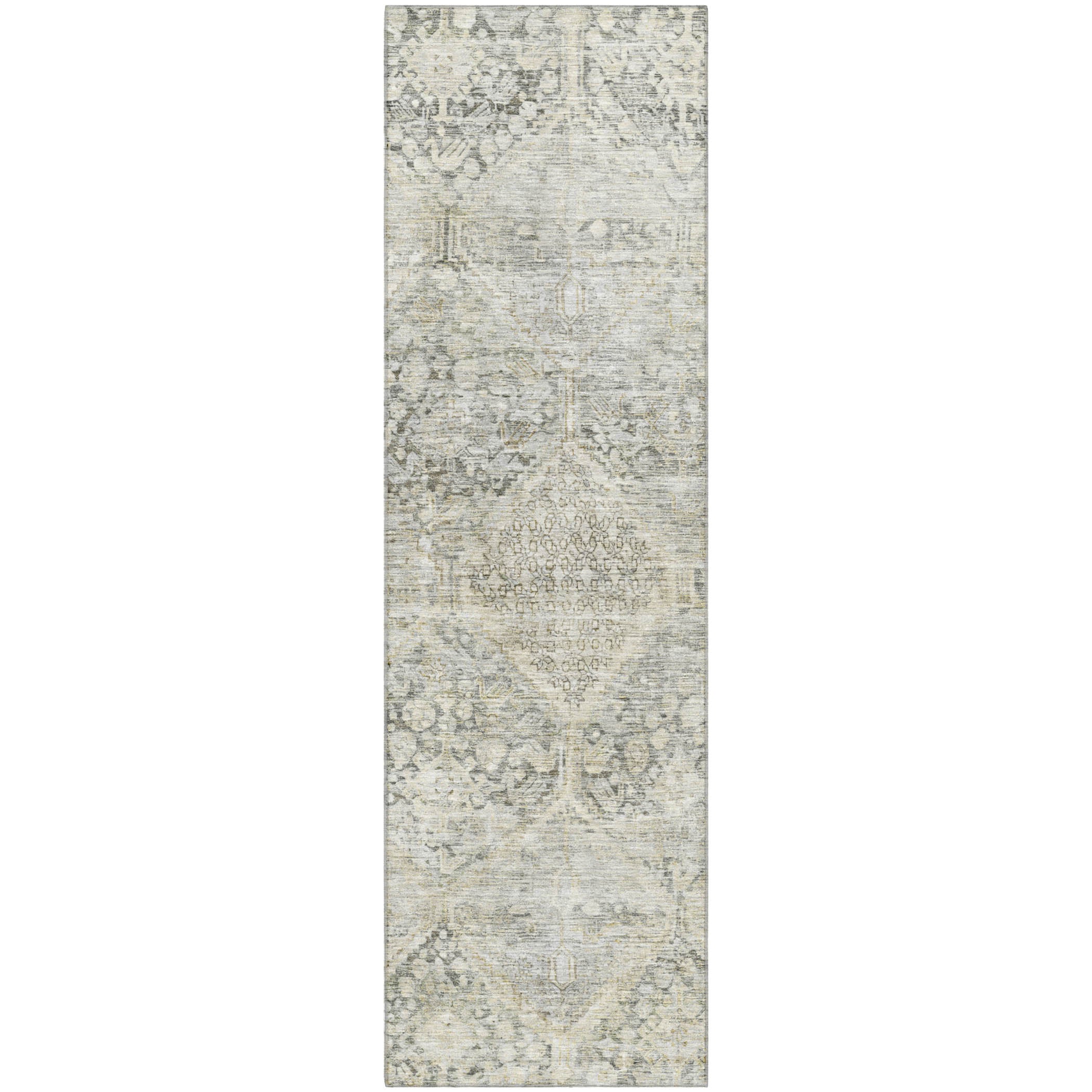 Lucerne Machine Washable Transitional Pewter Gray Rug 2'3" x 7'6" #shape_Runner