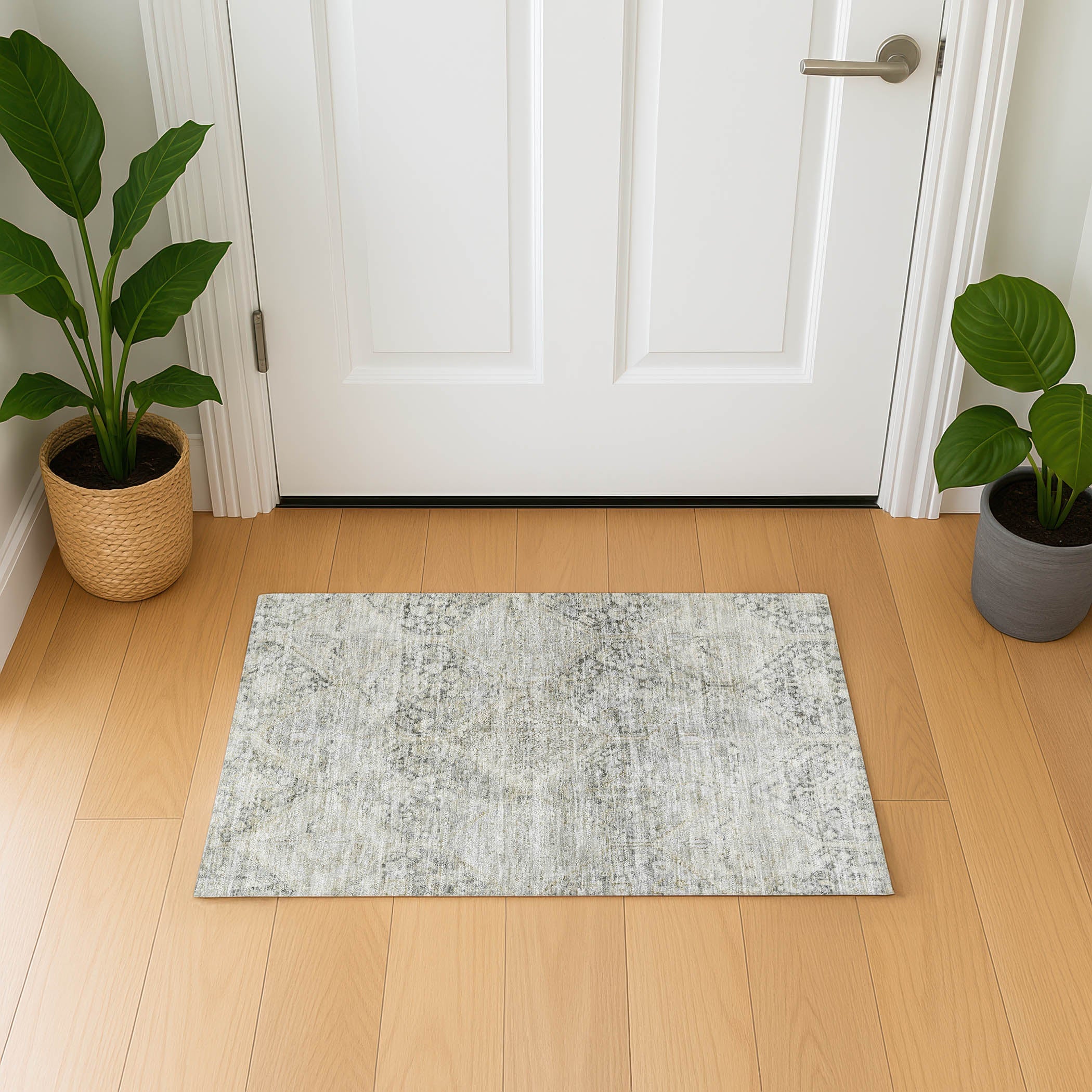 Lucerne Machine Washable Transitional Pewter Gray Rug 1'8" x 2'6" #shape_Rectangle