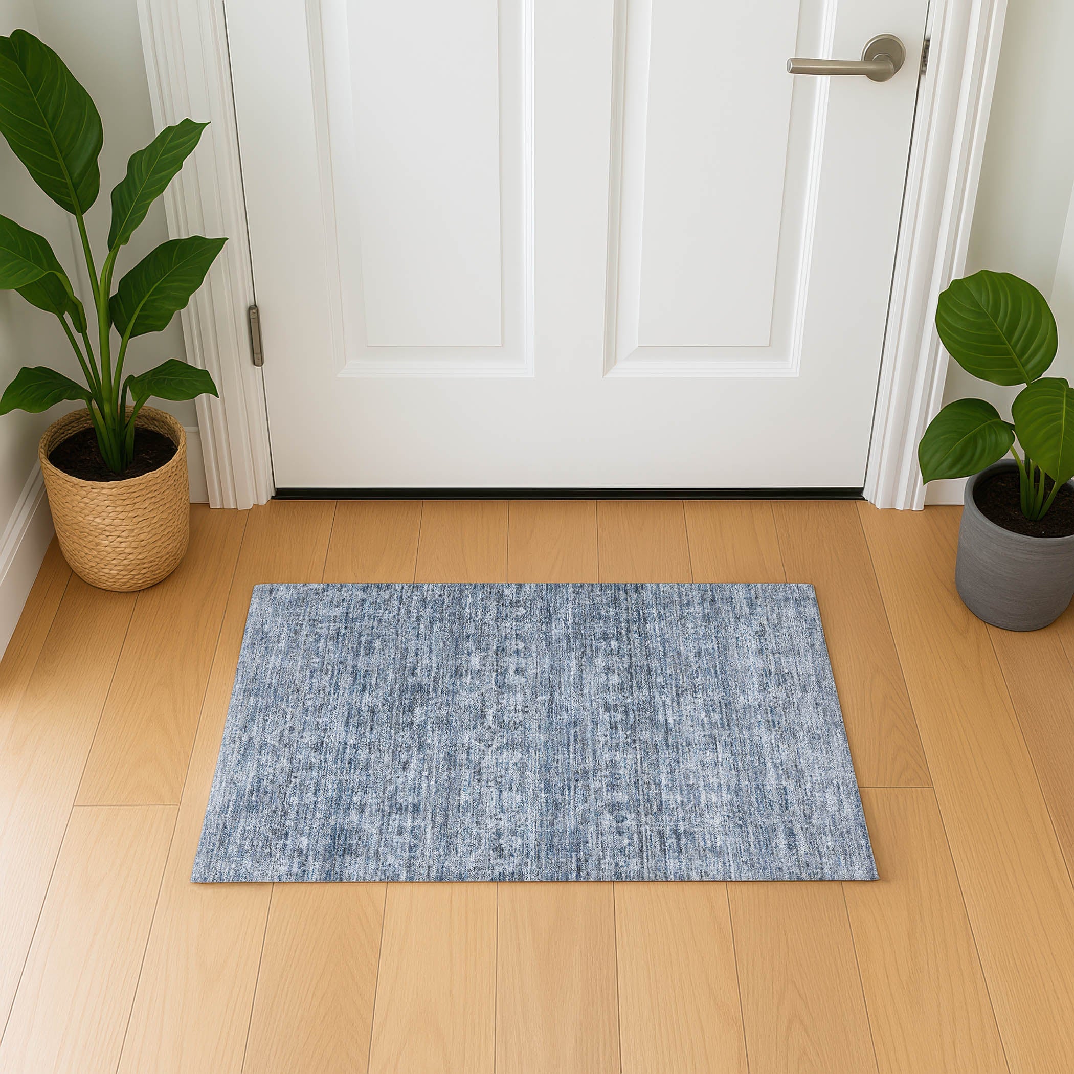 Seville Machine Washable Transitional Blue Rug 1'8" x 2'6" #shape_Rectangle