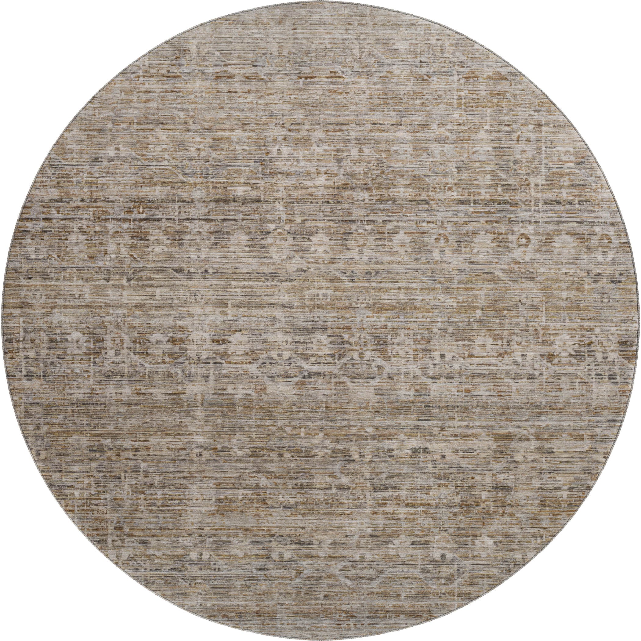 Seville Machine Washable Transitional Brown Rug 8' x 8' #shape_Round