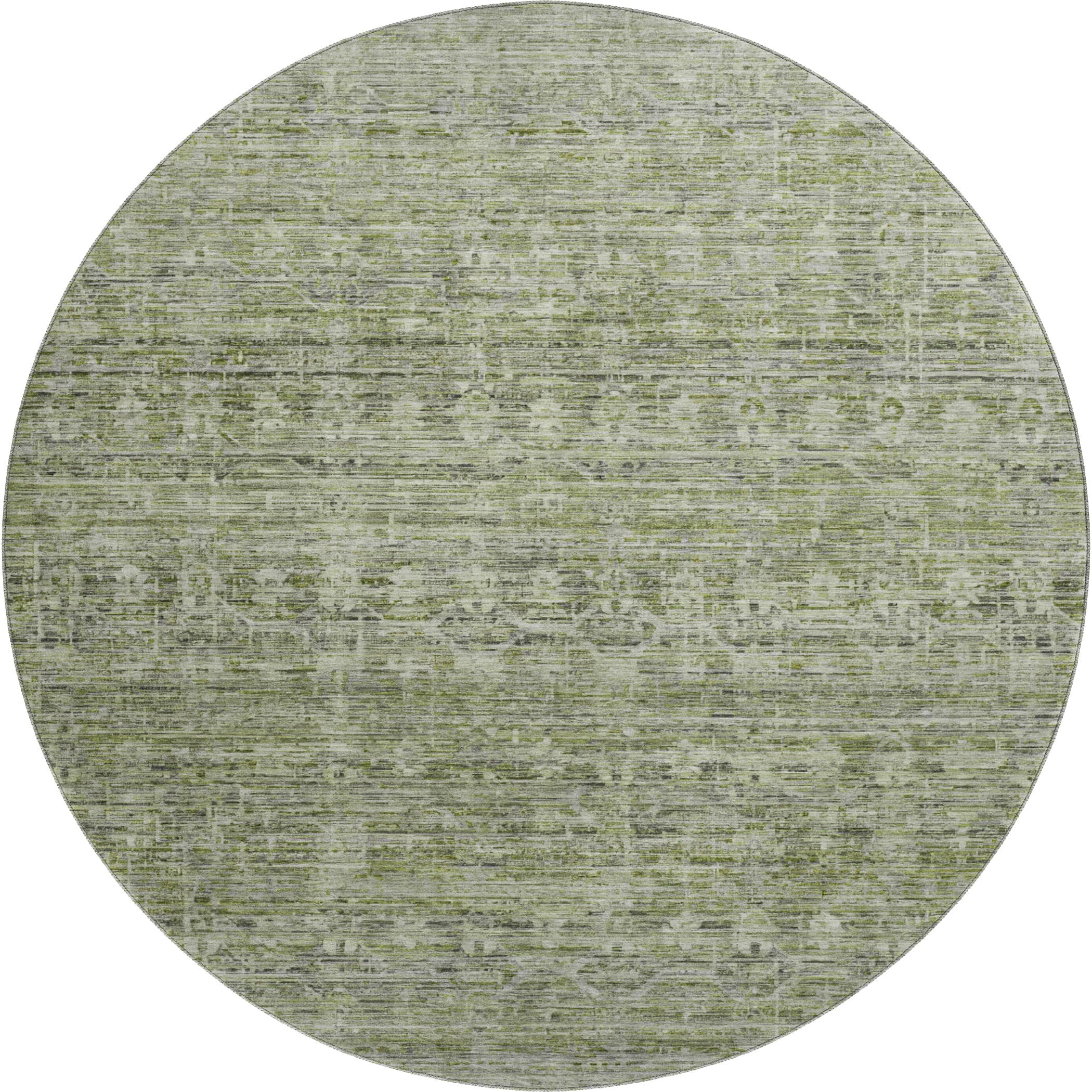 Seville Machine Washable Transitional Green Rug 8' x 8' #shape_Round