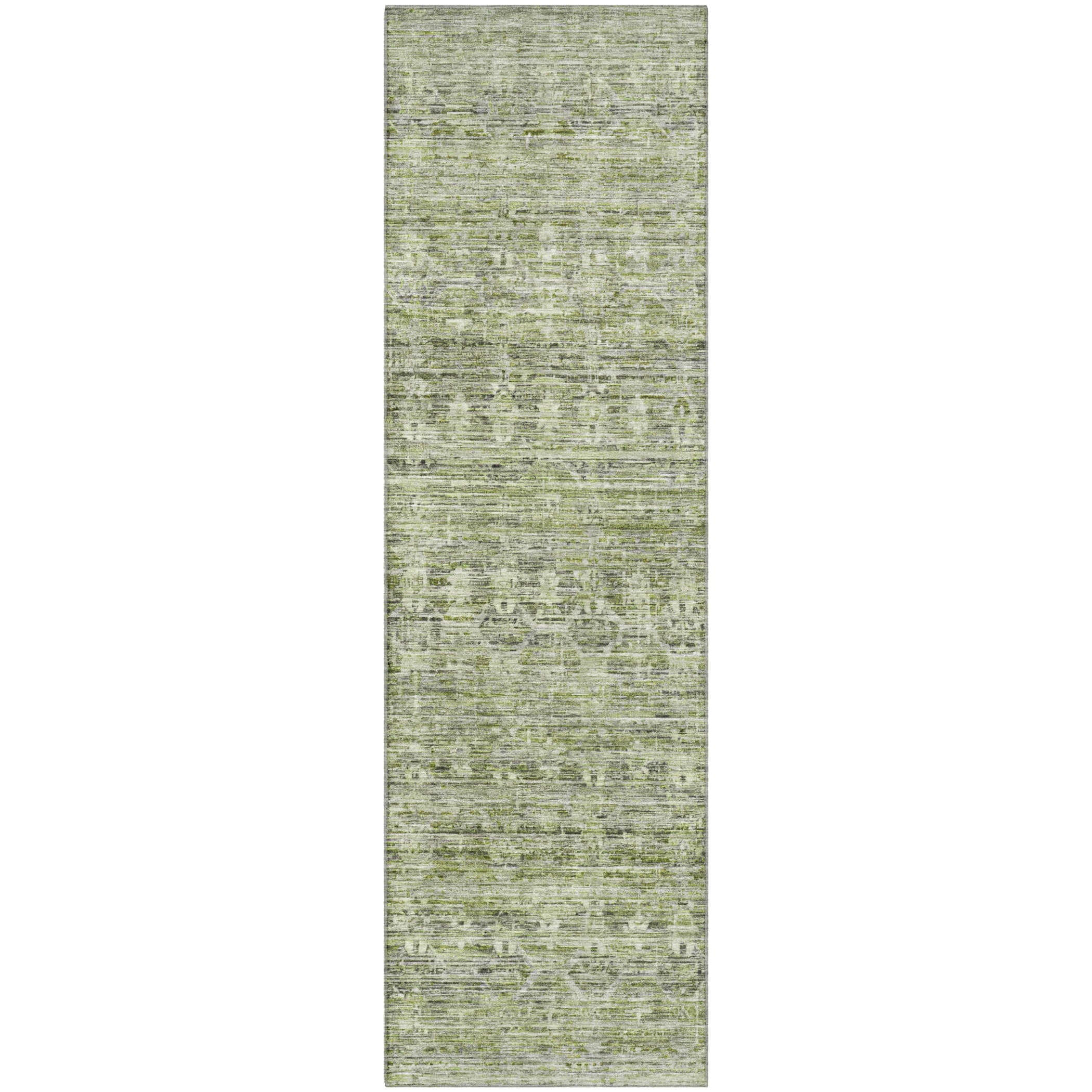 Seville Machine Washable Transitional Green Rug 2'3" x 7'6" #shape_Runner